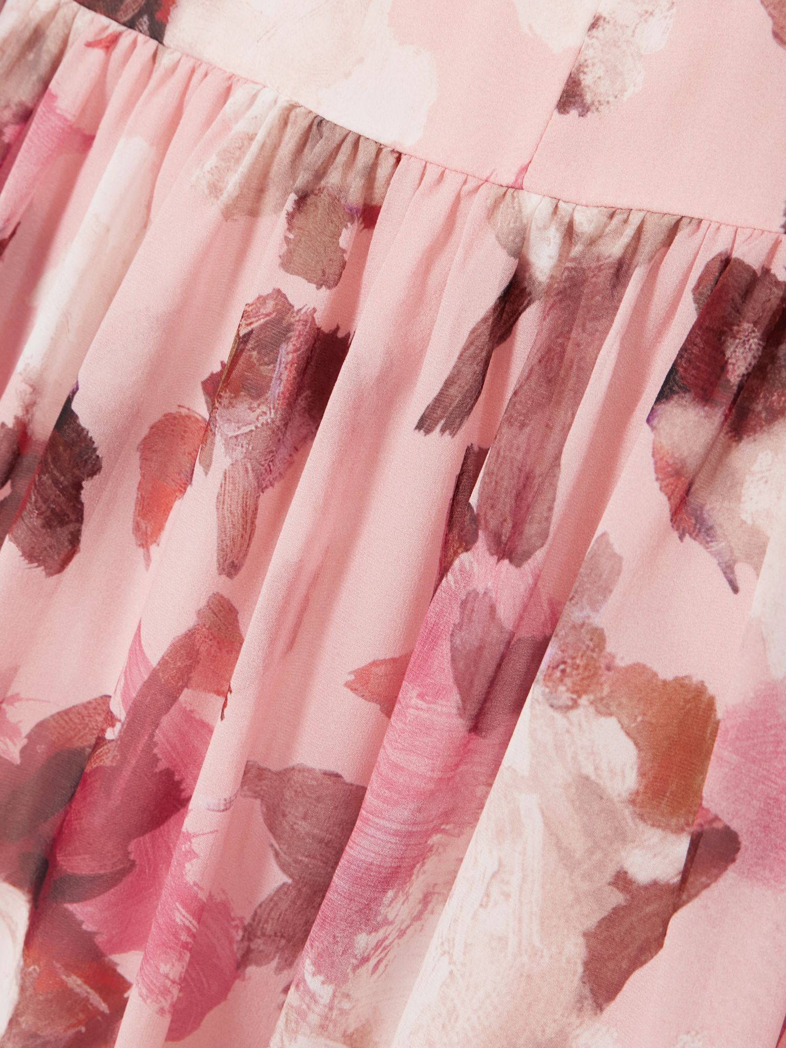 Cape-effect floral-print silk-voile gown Pink - 4