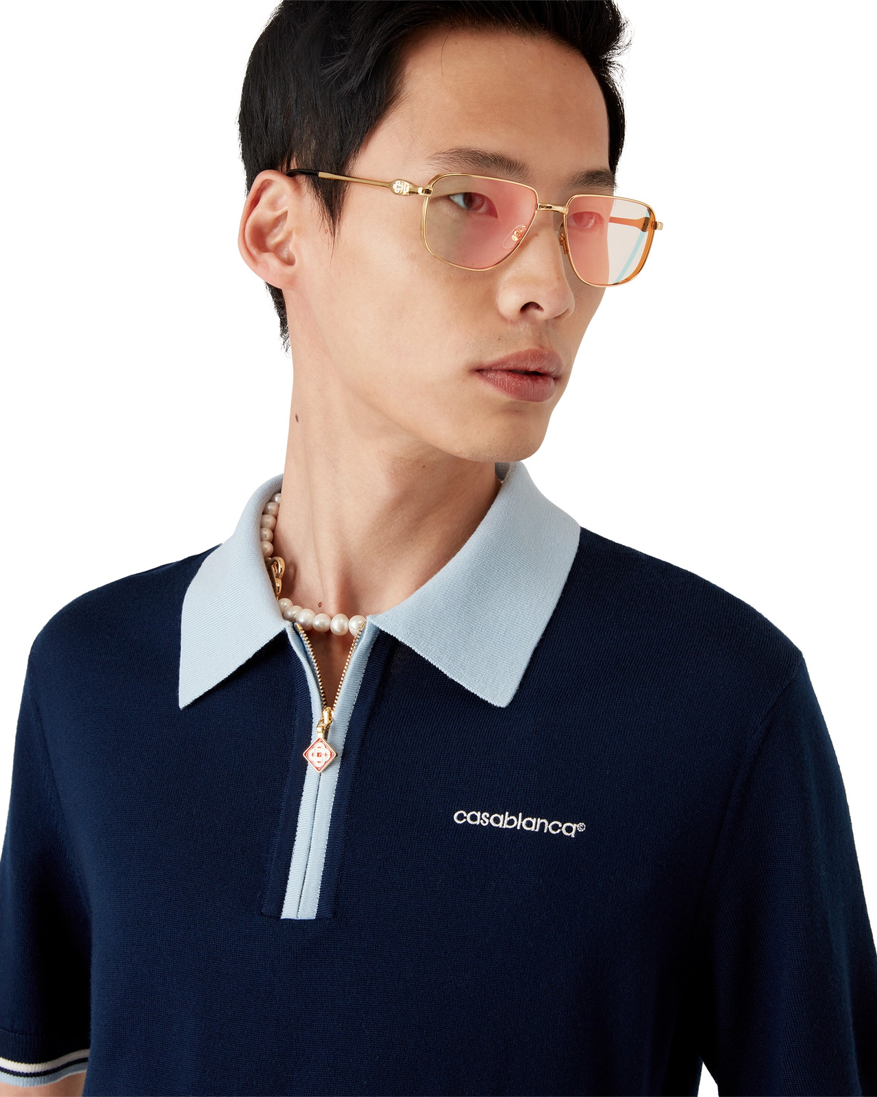 Merino Tennis Short Sleeve Polo Shirt | Casablanca Paris - 5