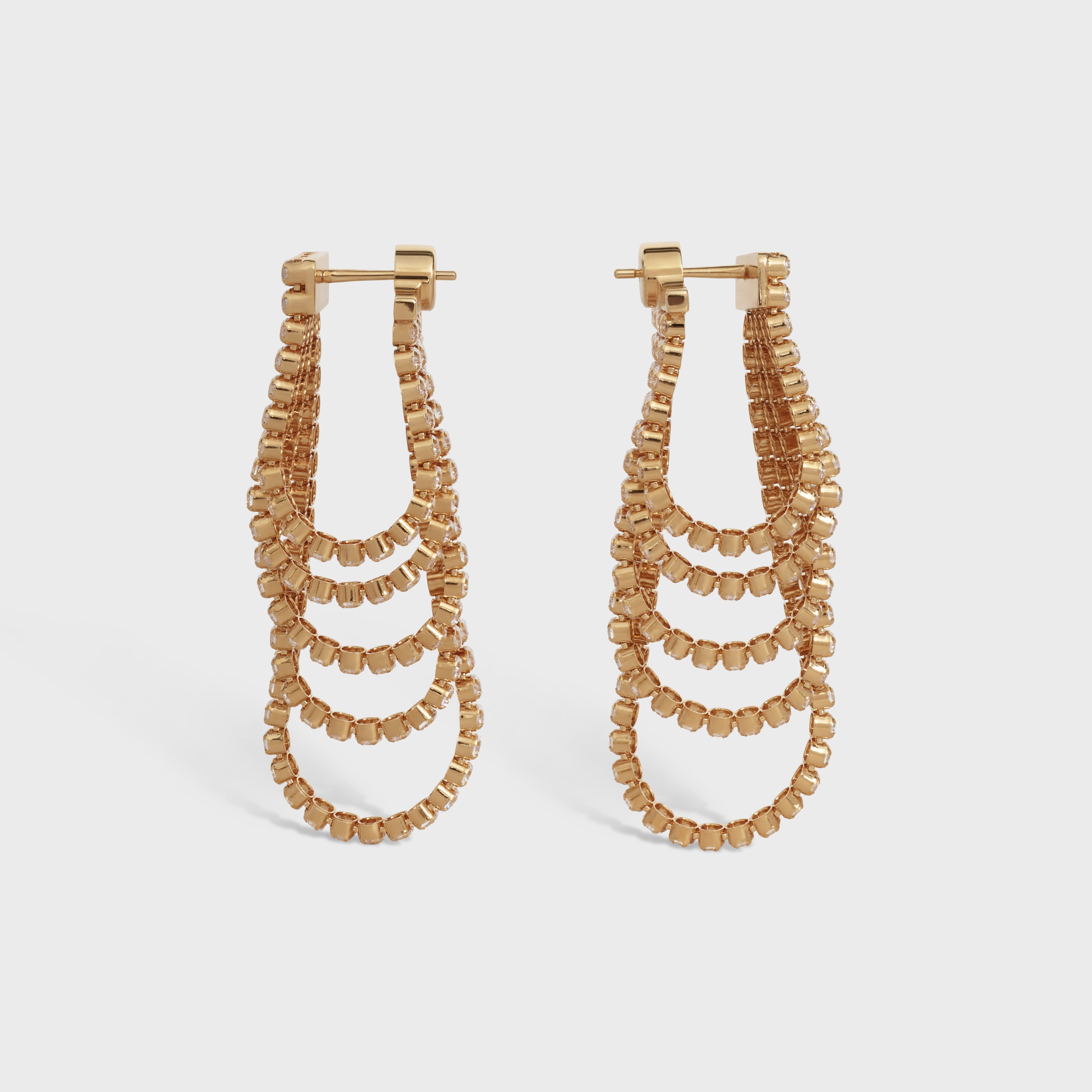 Edwige Cascade Earrings in Brass with Gold Finish and Crystals - 3