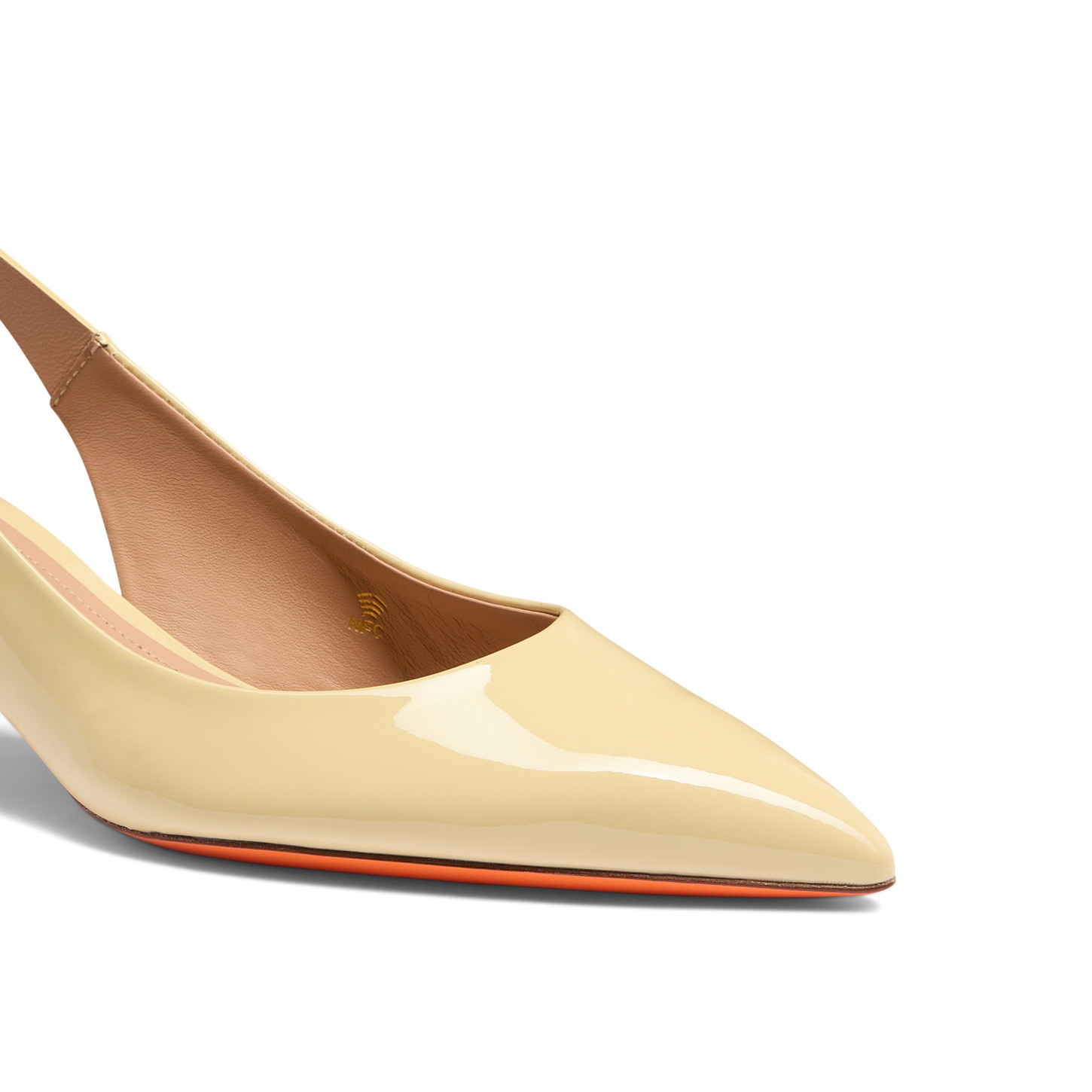 Women's yellow patent leather mid-heel slingback - 6
