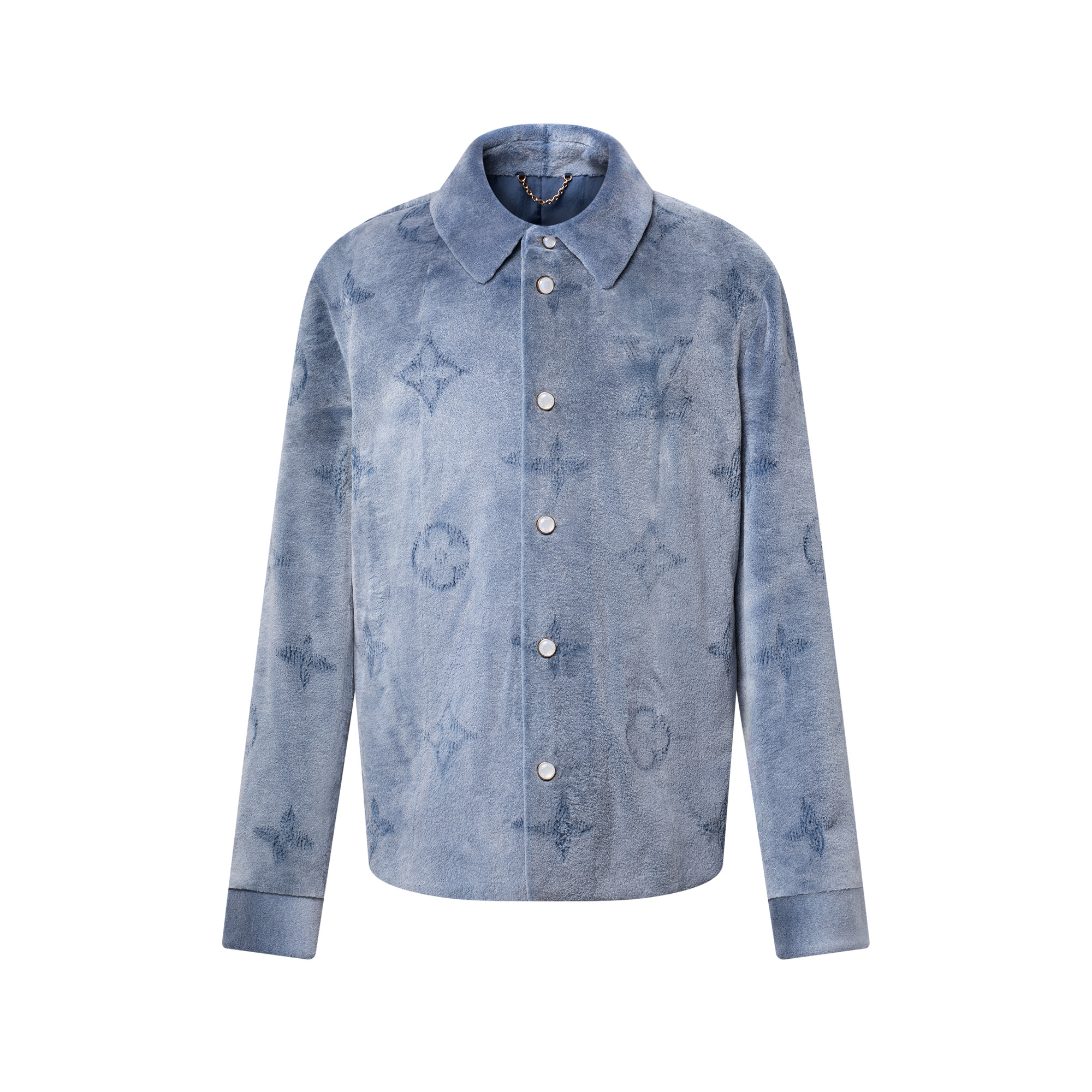 Mink Perforated Monogram Overshirt - 1