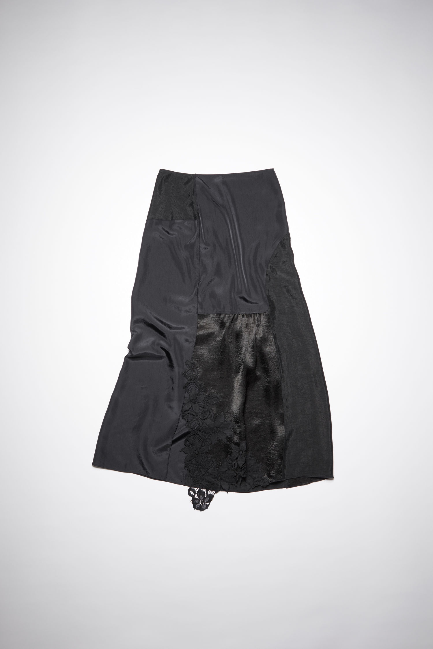 Hammered satin skirt - Black - 5