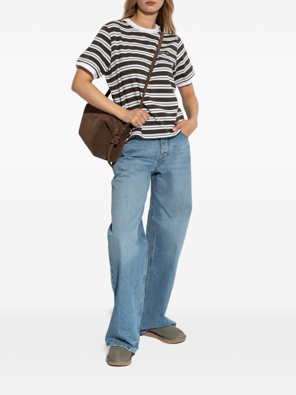 embroidered-logo striped-pattern T-shirt - 2