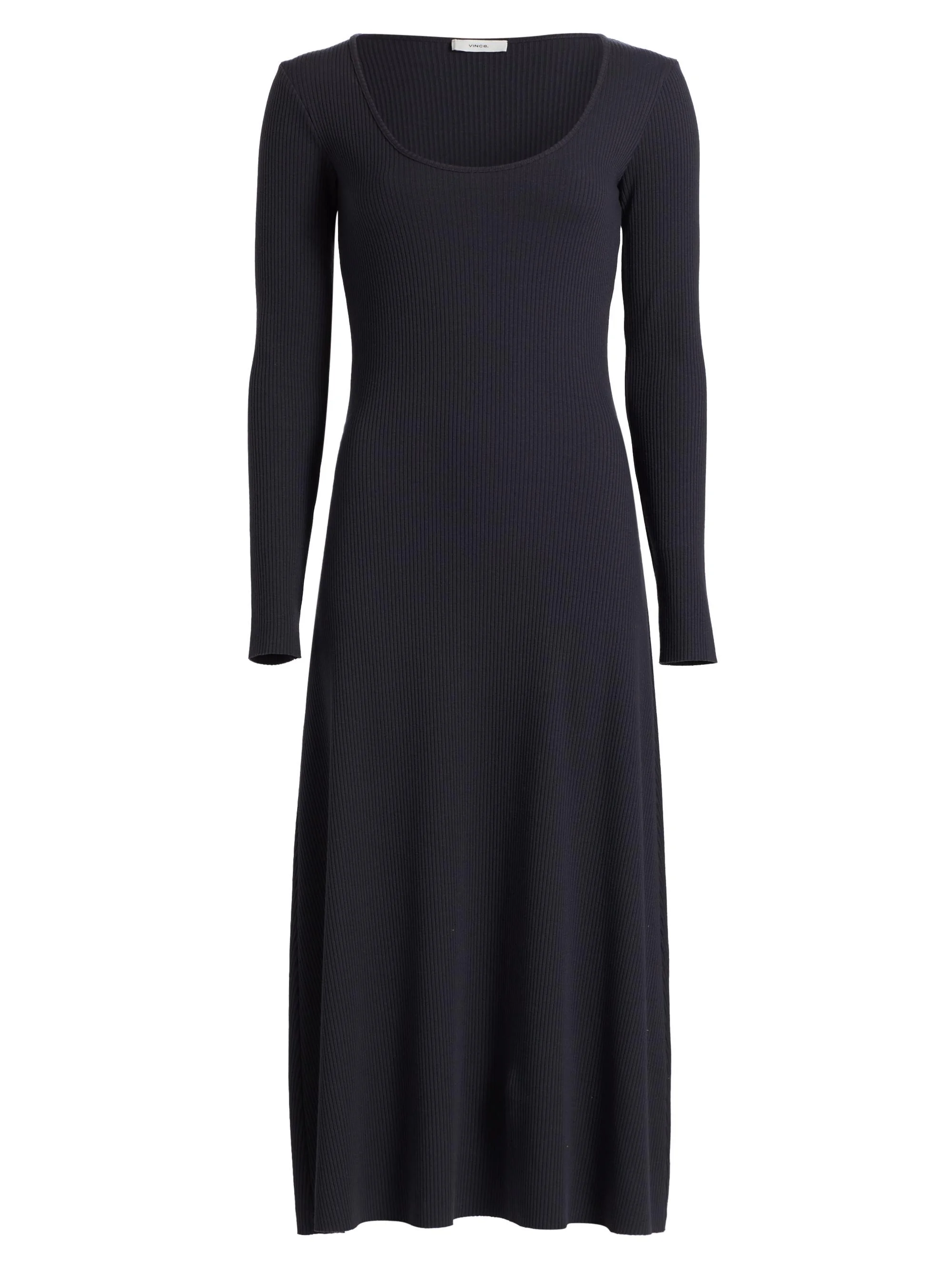 Women's Ribbed Scoopneck Midi-Dress - Night Marine - 1