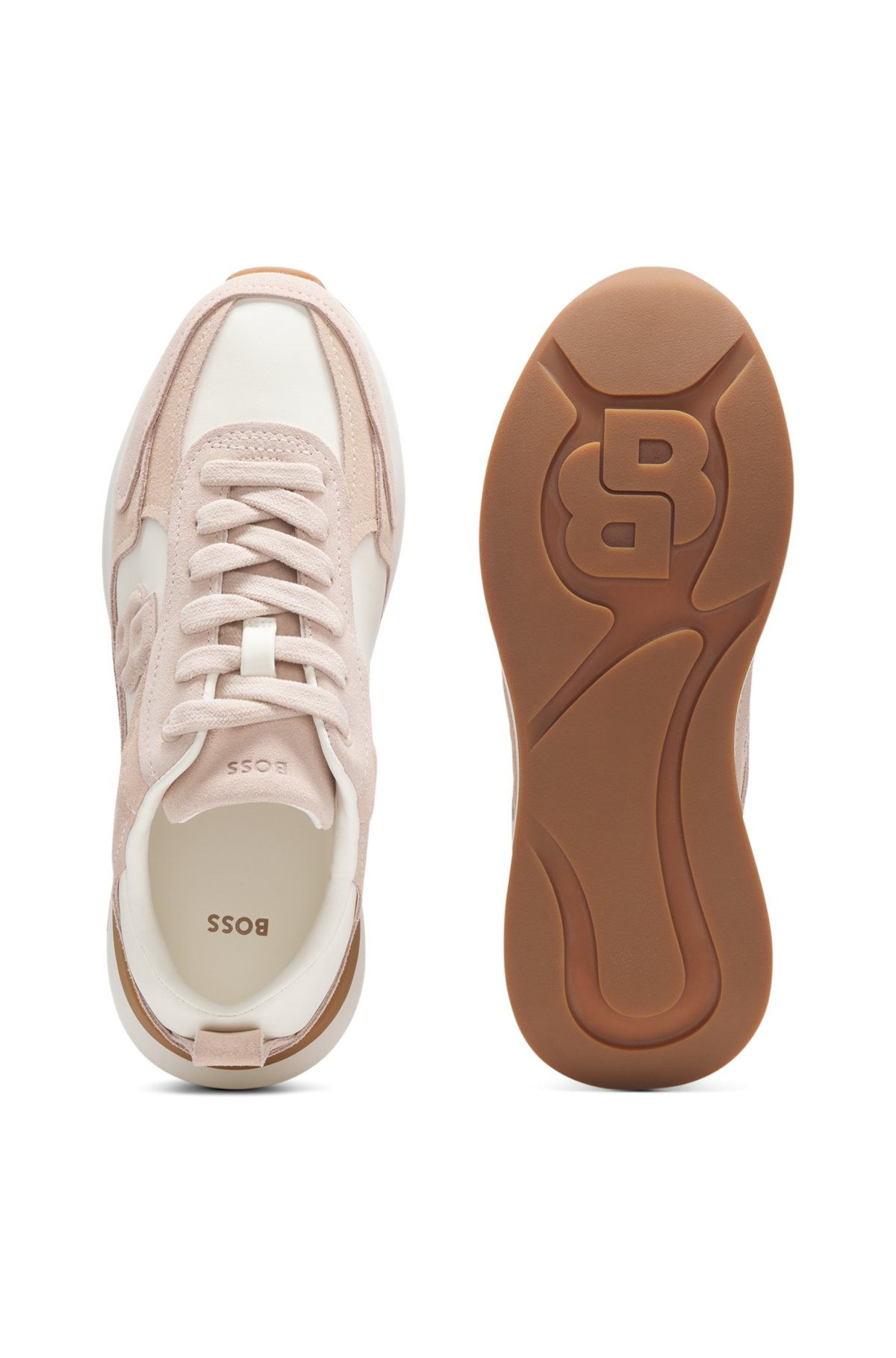 SUEDE-TRIM TRAINERS WITH DOUBLE B MONOGRAM - 3