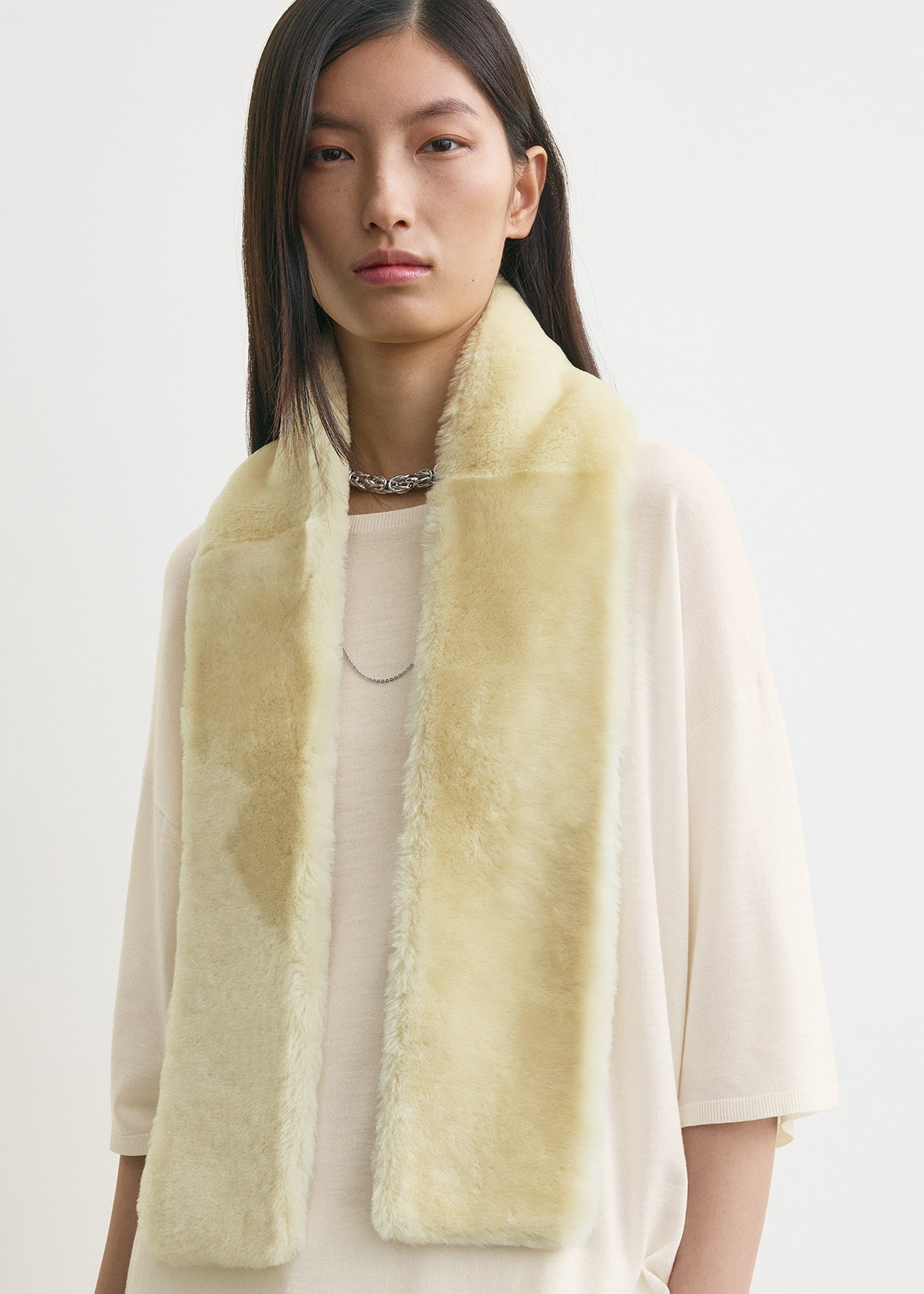 Shearling tuxedo scarf ecru - 4