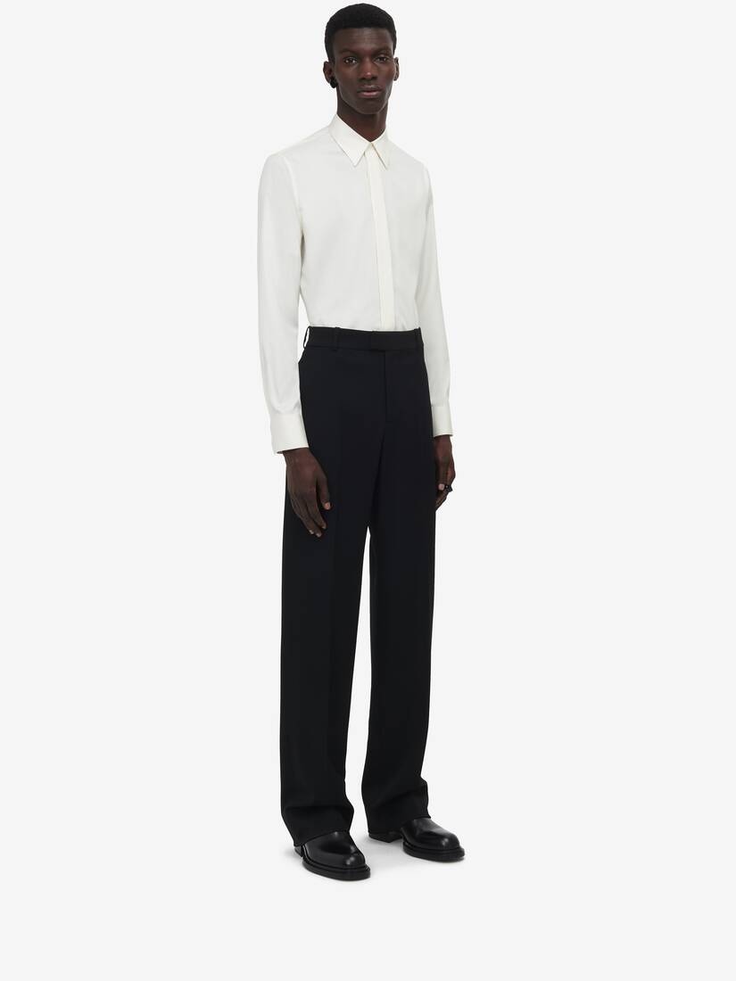 Men's Double Dart Back Pocket Baggy Trousers in Black - 3