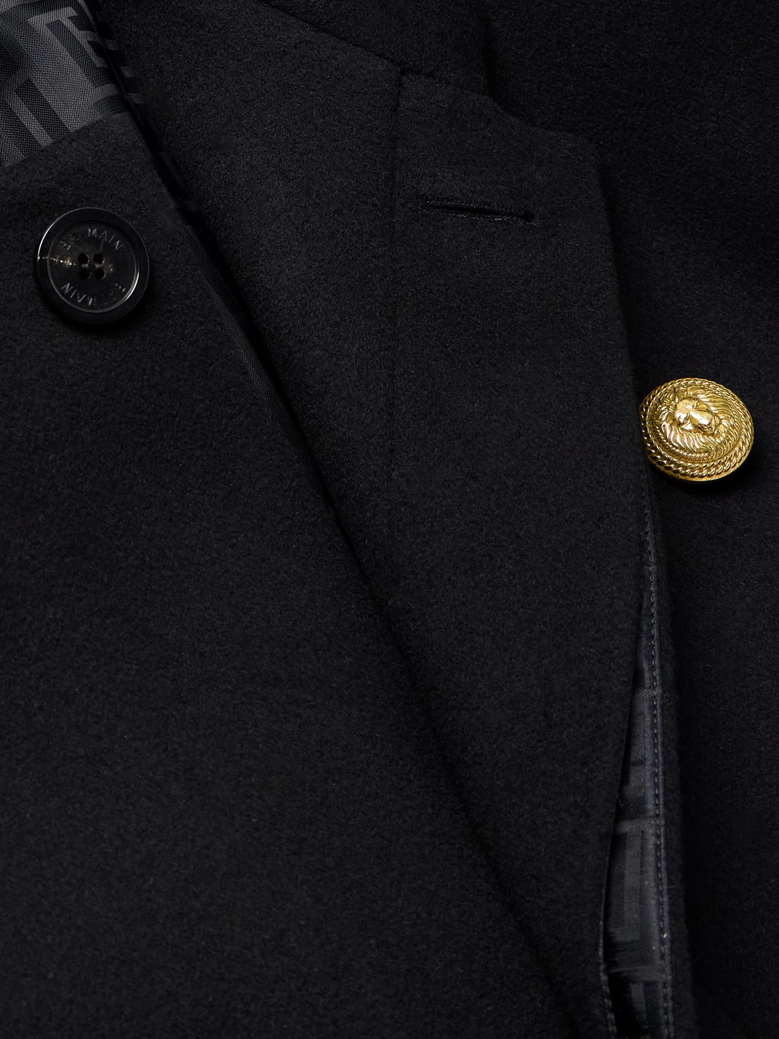 Double-Breasted Embellished Wool and Cashmere-Blend Coat Black - 4