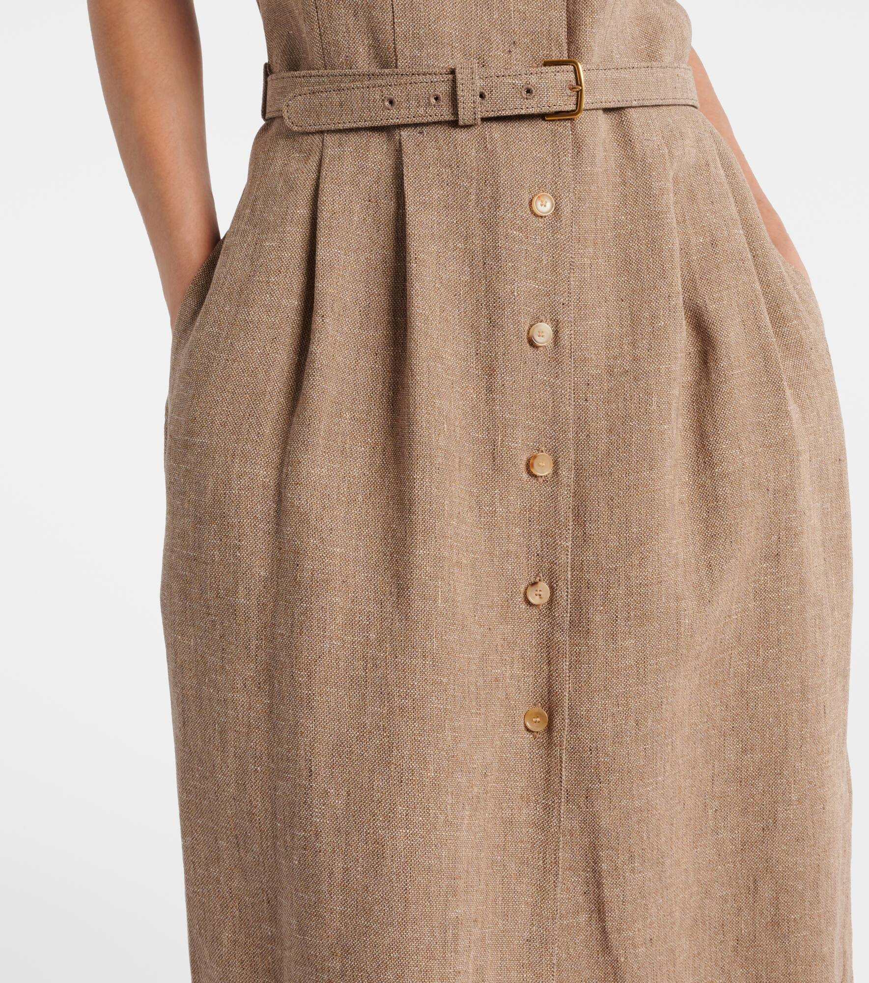 Maise belted linen crêpe shirt dress - 5