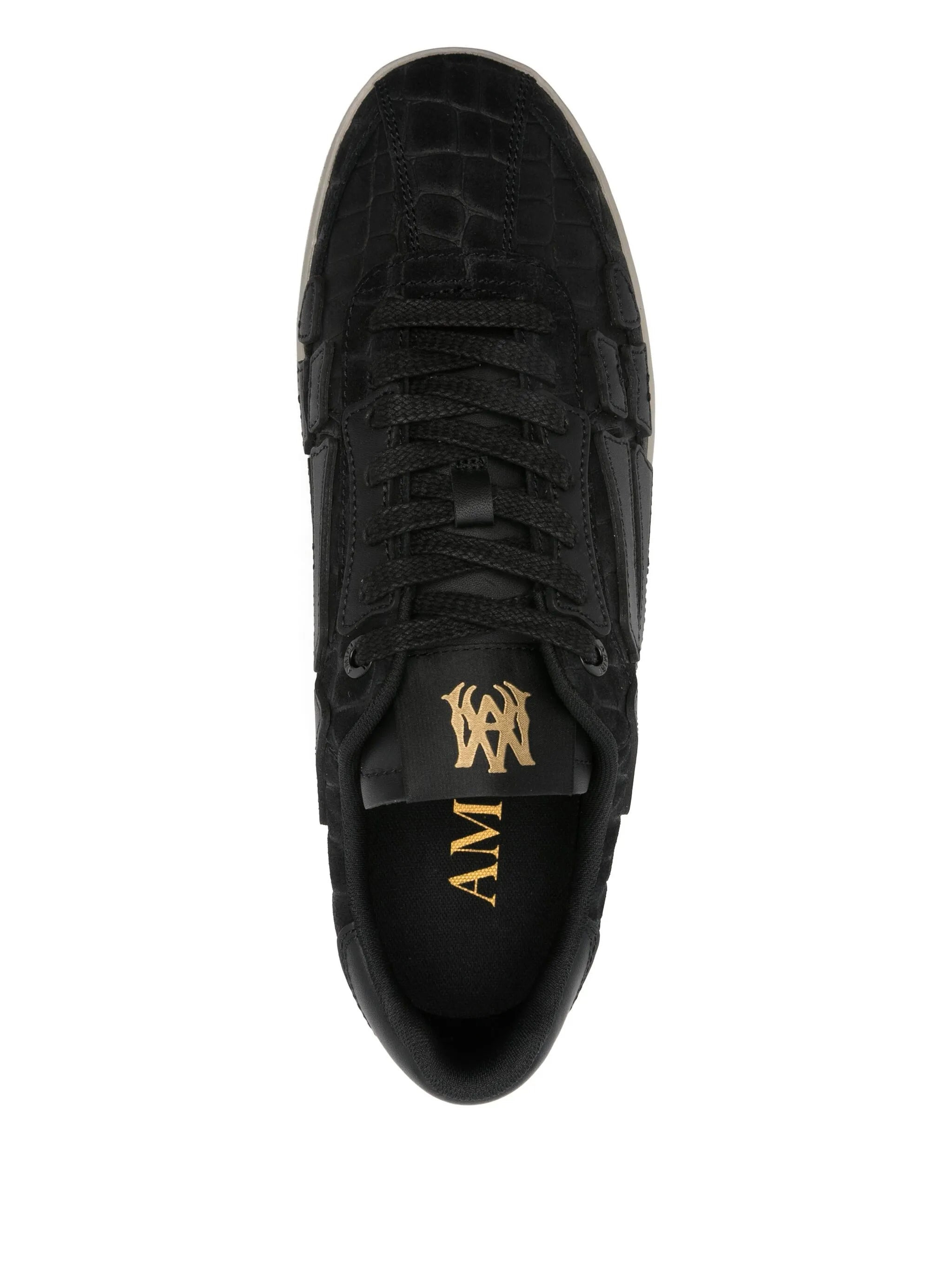 crocodile-embossed leather sneakers - 4