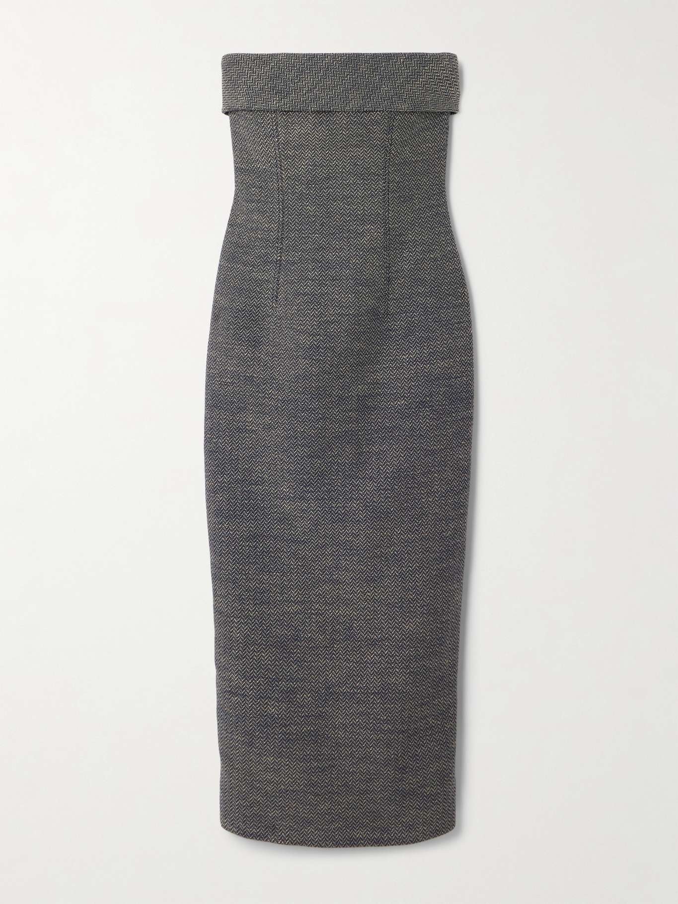 Keeley strapless cotton and linen-blend tweed midi dress - 1