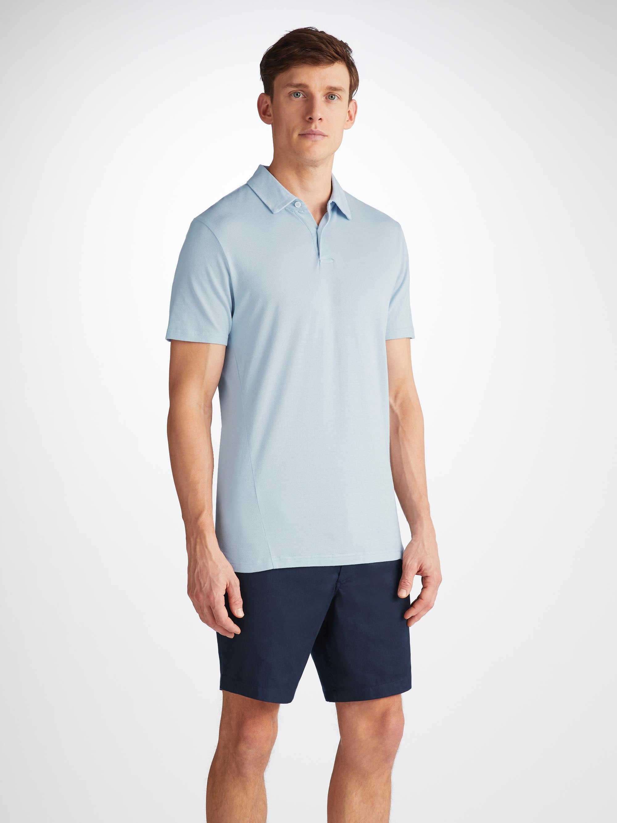 Men's Polo Shirt Ramsay 2 Pique Cotton Tencel Sky - 8