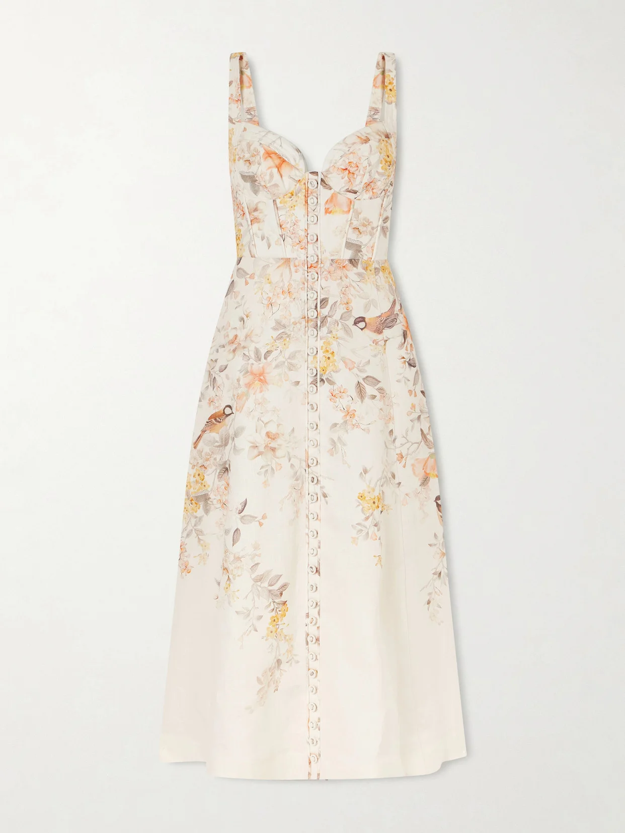 Printed Linen Midi Dress - 1