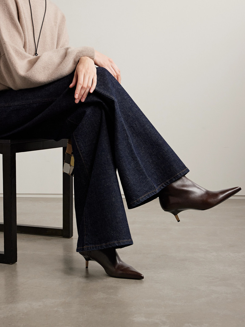 KHAITE Bella Leather Ankle Boots outlook