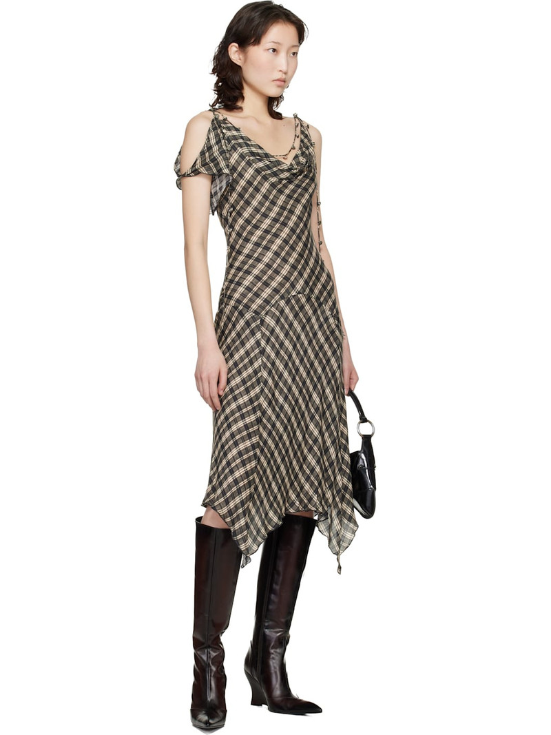 KNWLS Black & Off-White Tess Midi Dress outlook