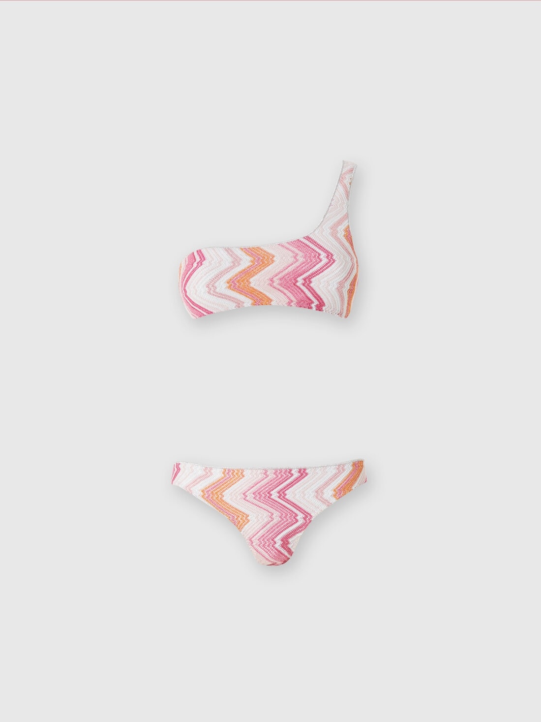 Missoni One-shoulder viscose blend chevron bikini with lurex