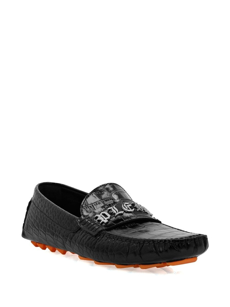 PHILIPP PLEIN crocodile-embossed leather loafers outlook