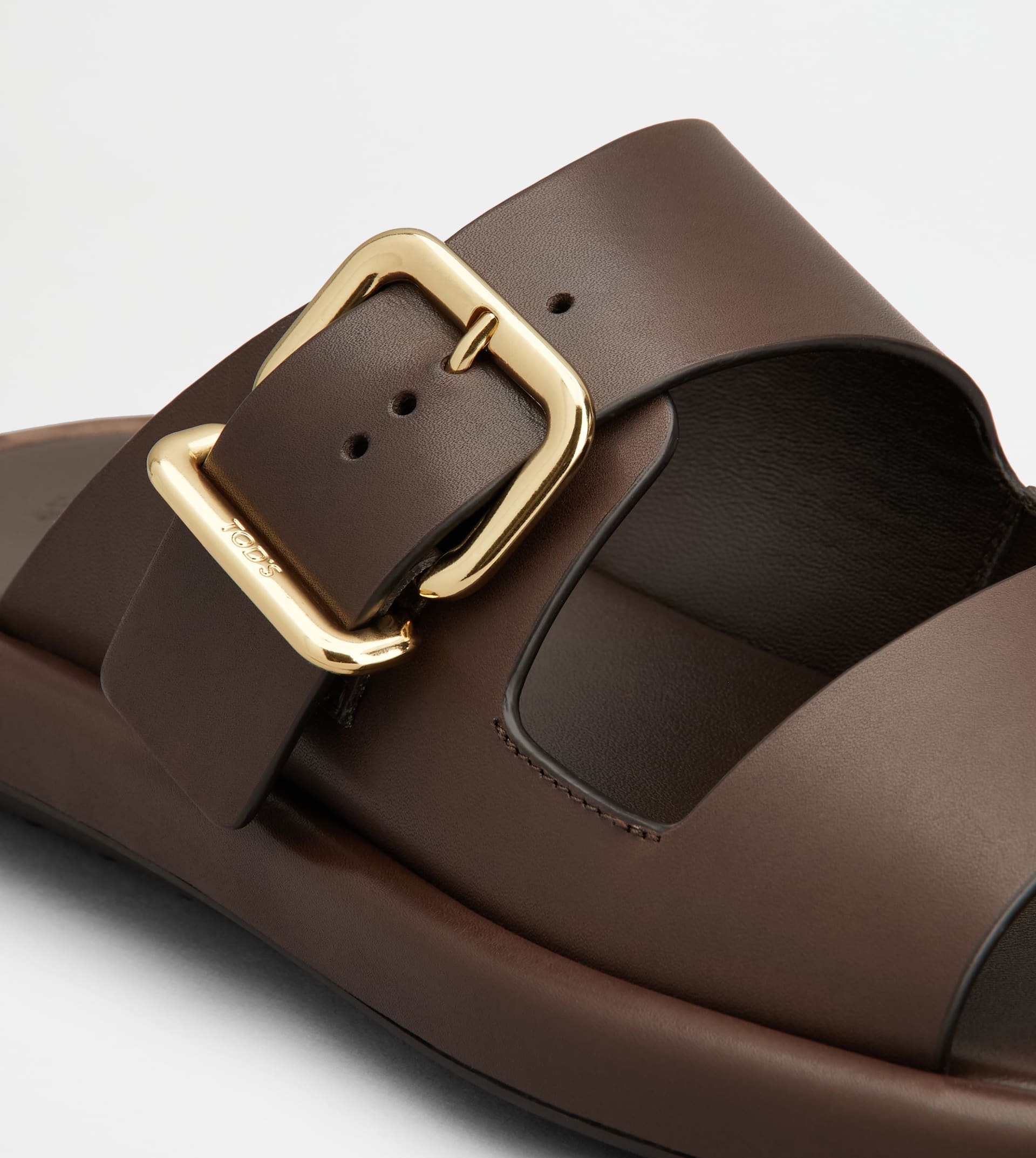 SANDALS IN LEATHER - BROWN - 5