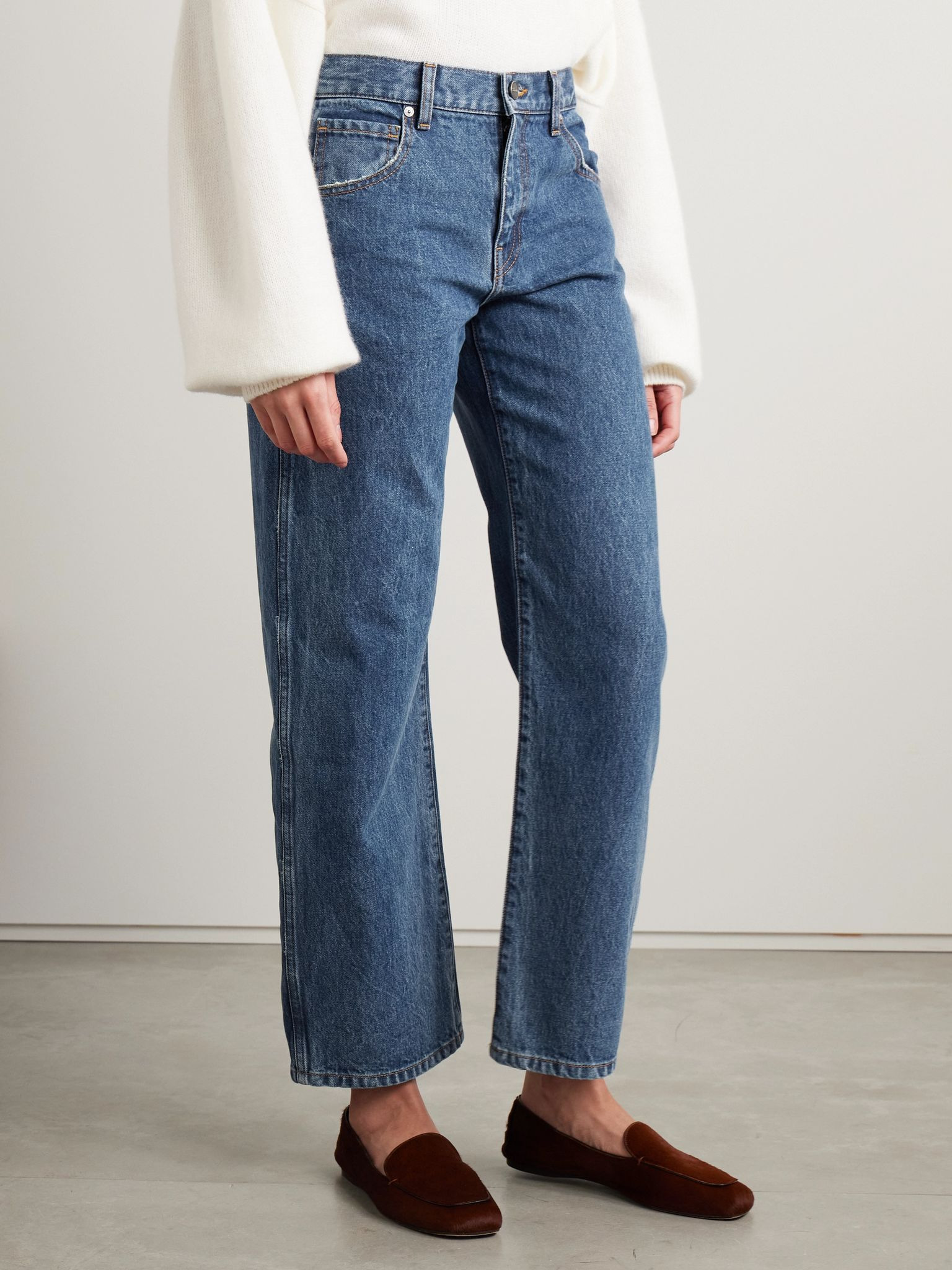 Kerrie distressed low-rise straight-leg jeans Blue - 3