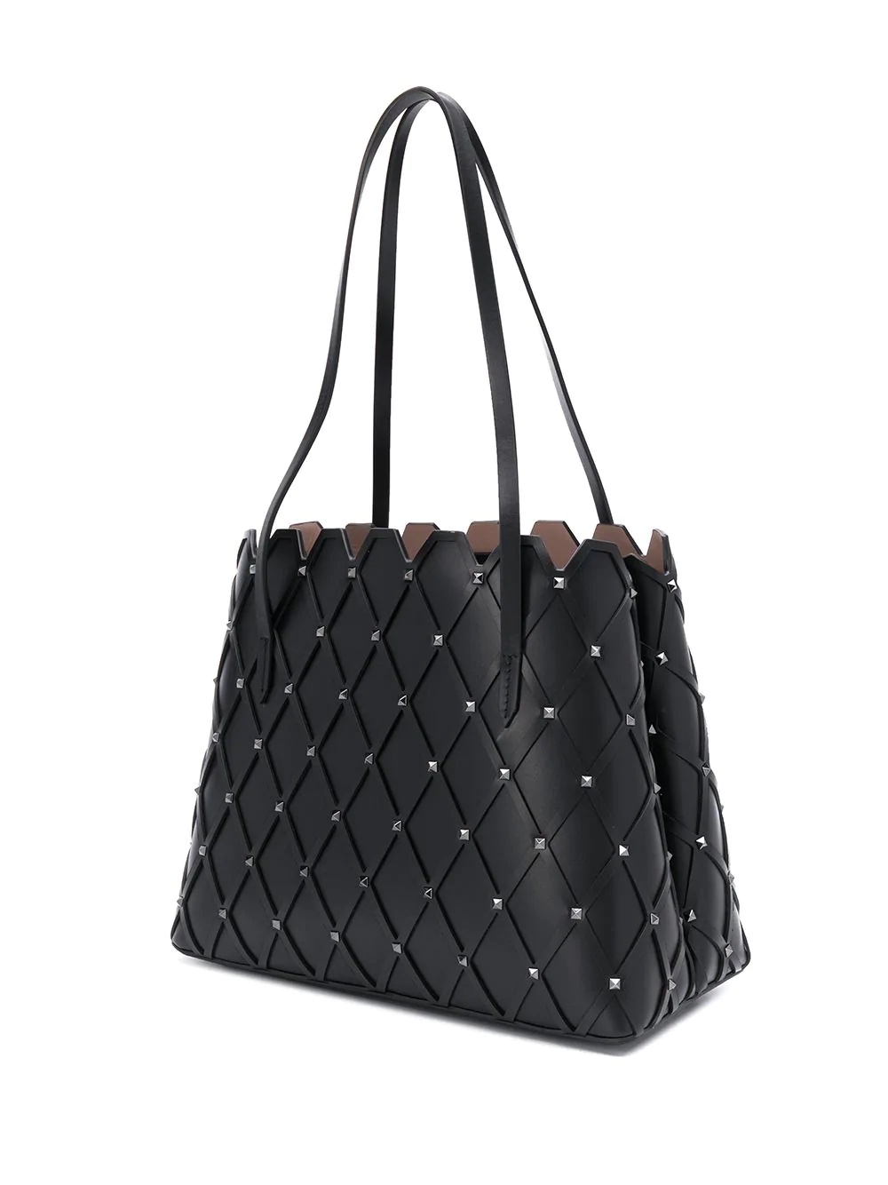 Rockstud diamond-quilted leather tote - 3