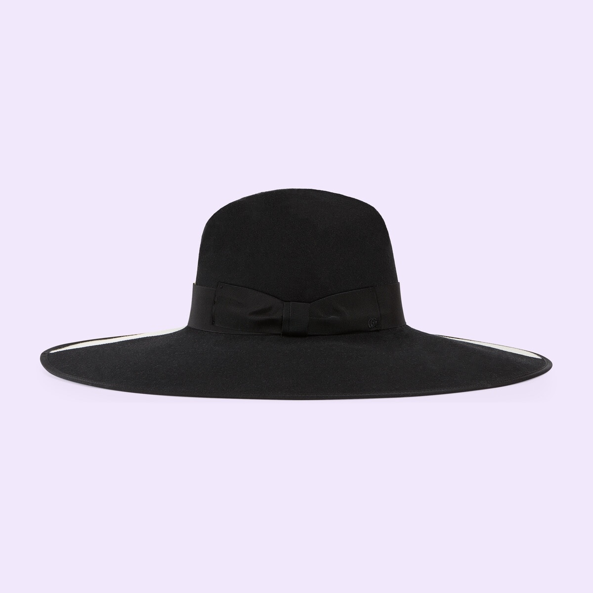 Felt wide-brimmed hat with bow - 2