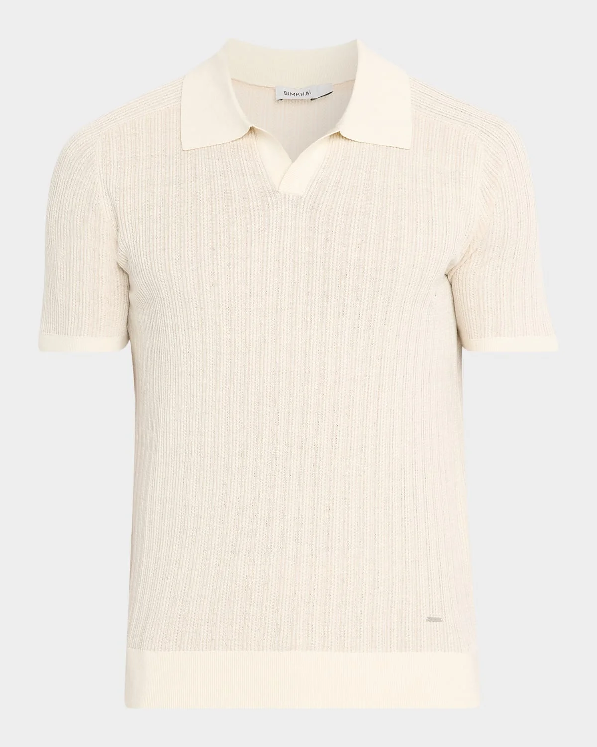 Men's Radcliff Cotton and Linen Knit Johnny Collar Polo Shirt - 1
