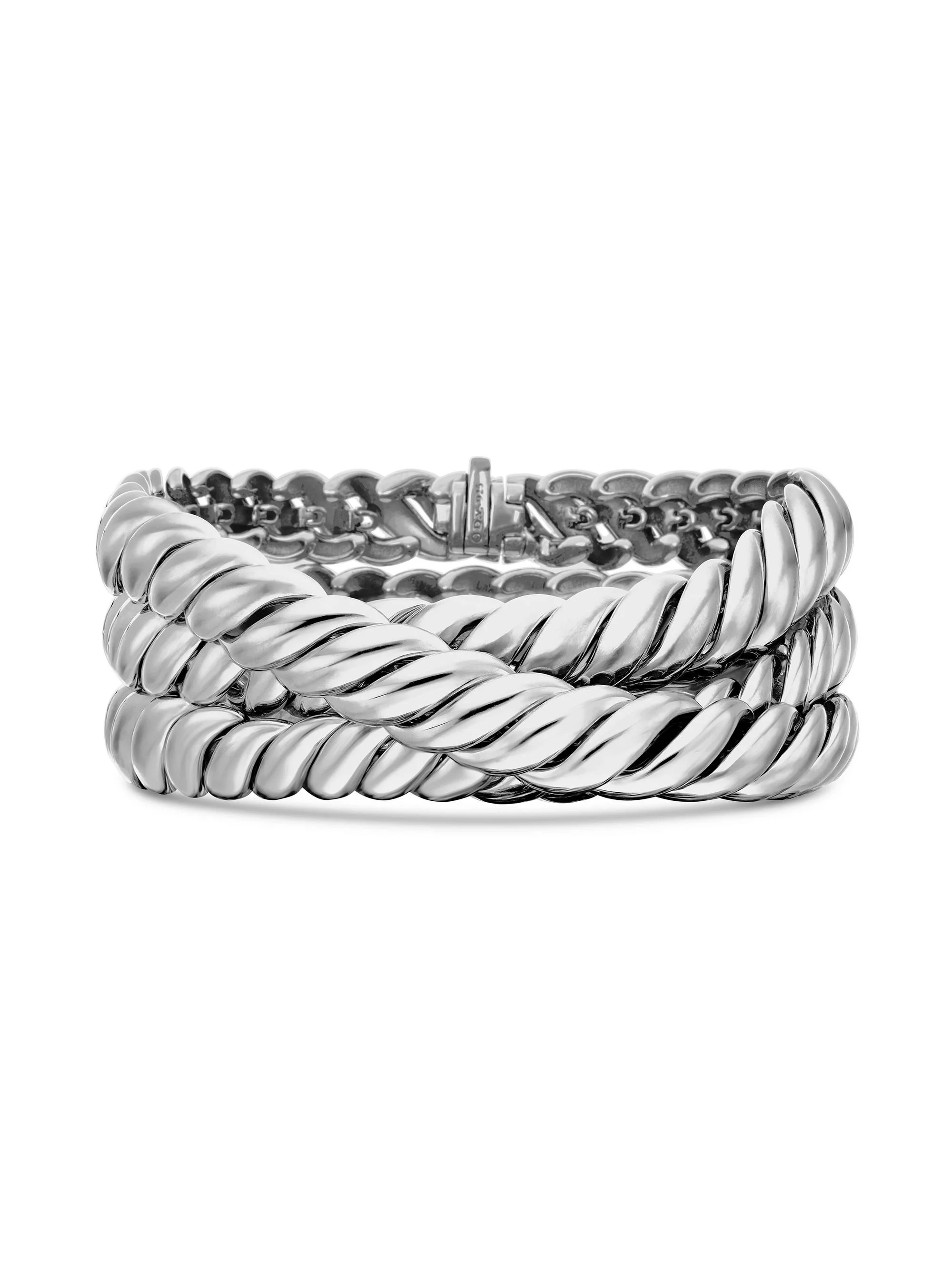 Women's Sculpted Cable Triple Wrap Bracelet in Sterling Silver - Silver - 1