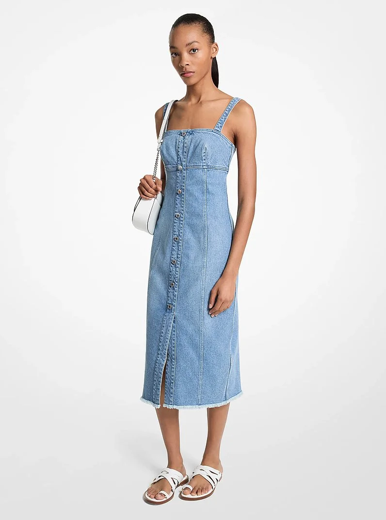 Frayed Denim Midi Dress - 1