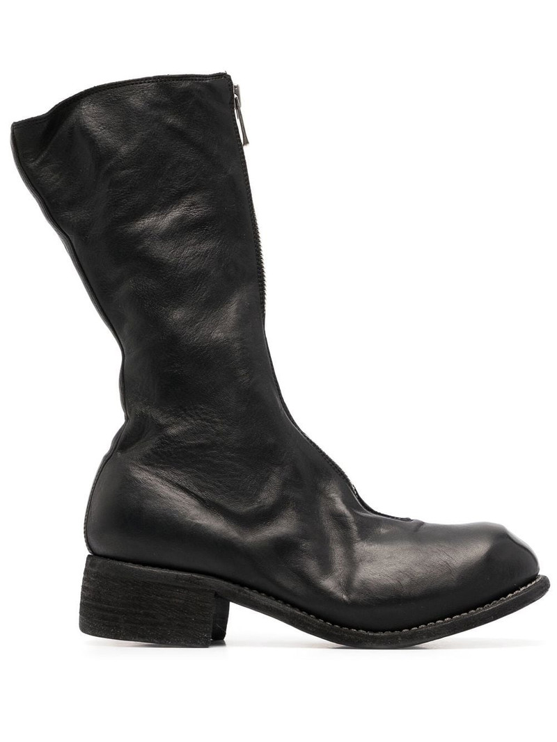 front-zip 45mm leather boots 1