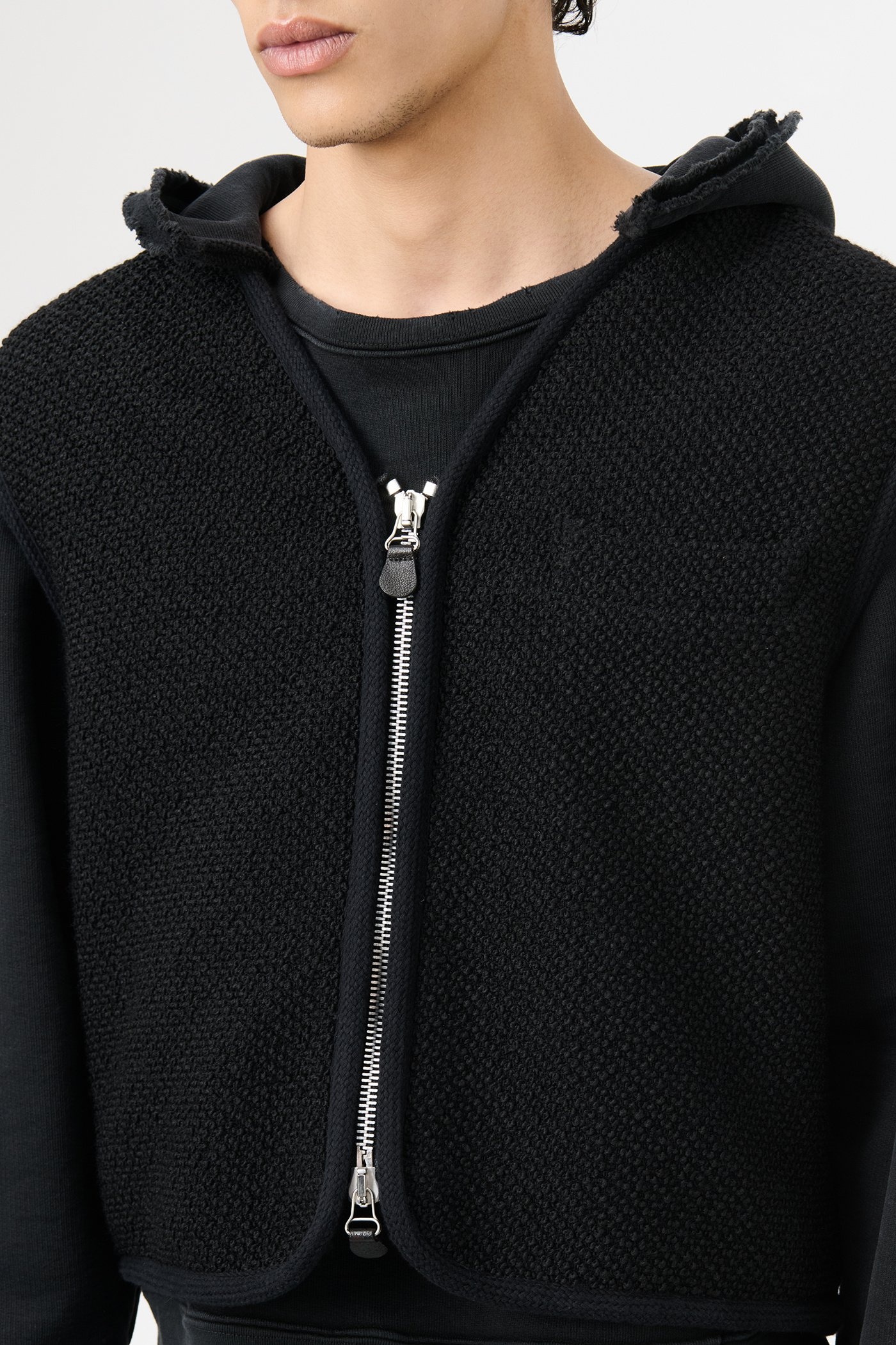 Top Vest Evening Black Boucle Wool - 4