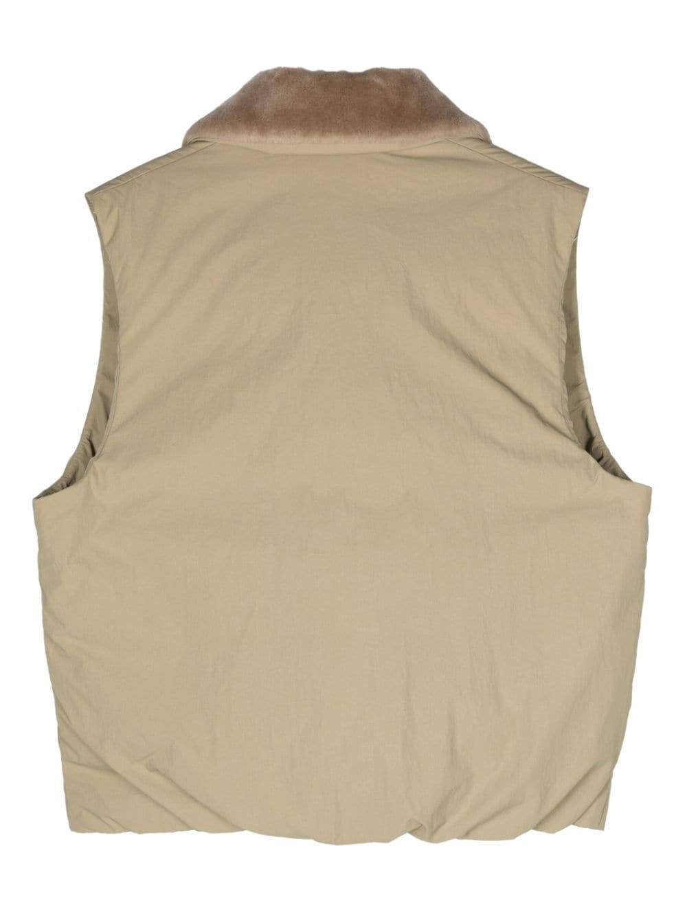 fleece-collar padded gilet - 2