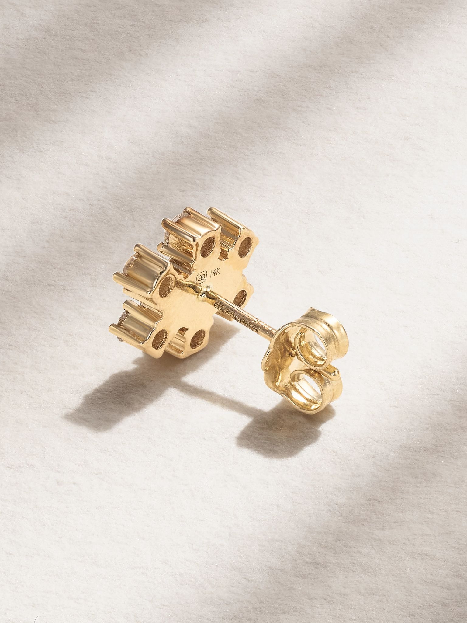 Eye Flower 14-karat gold diamond single earring Gold - 3