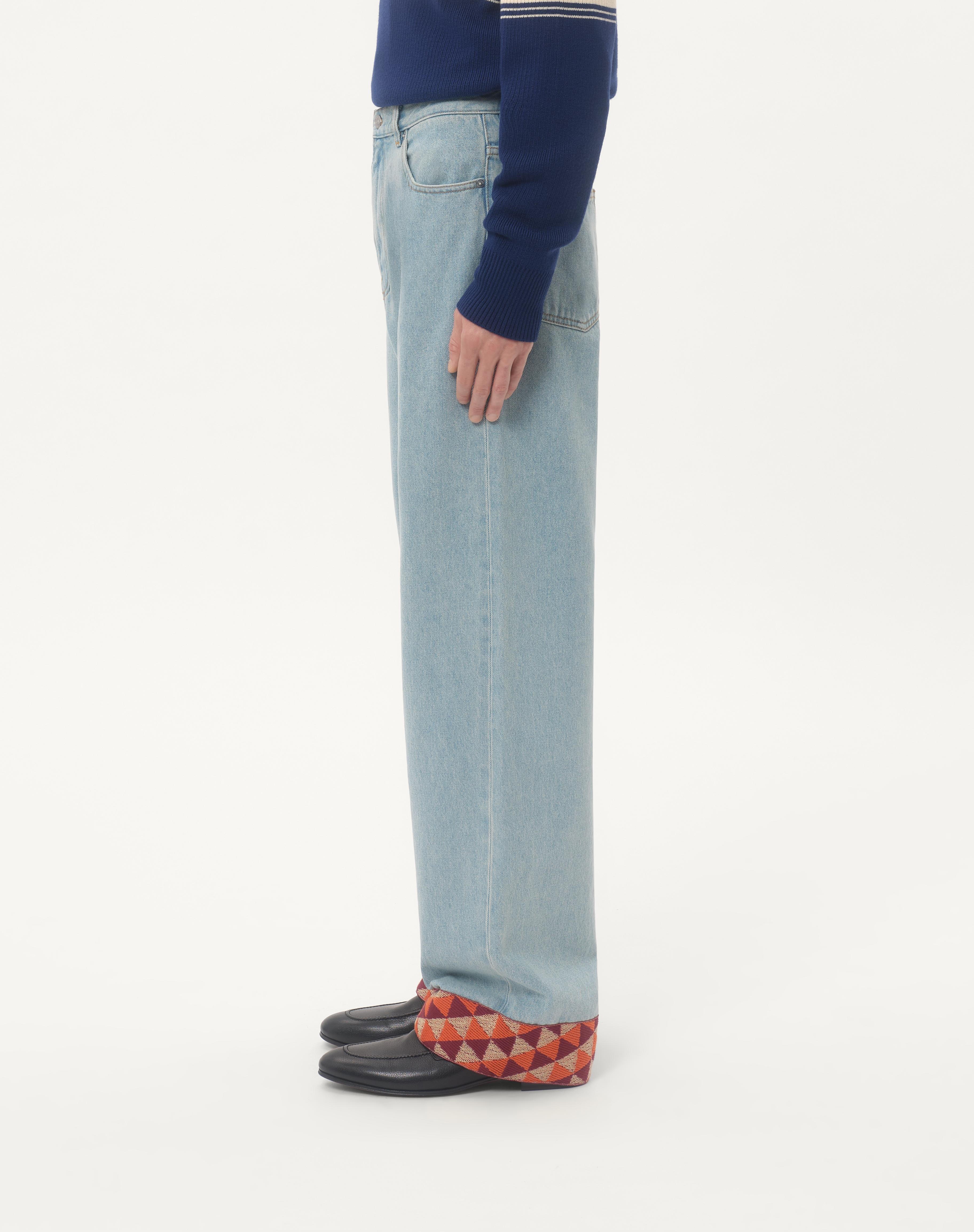 DENIM PANTS WITH JACQUARD HEM - 4