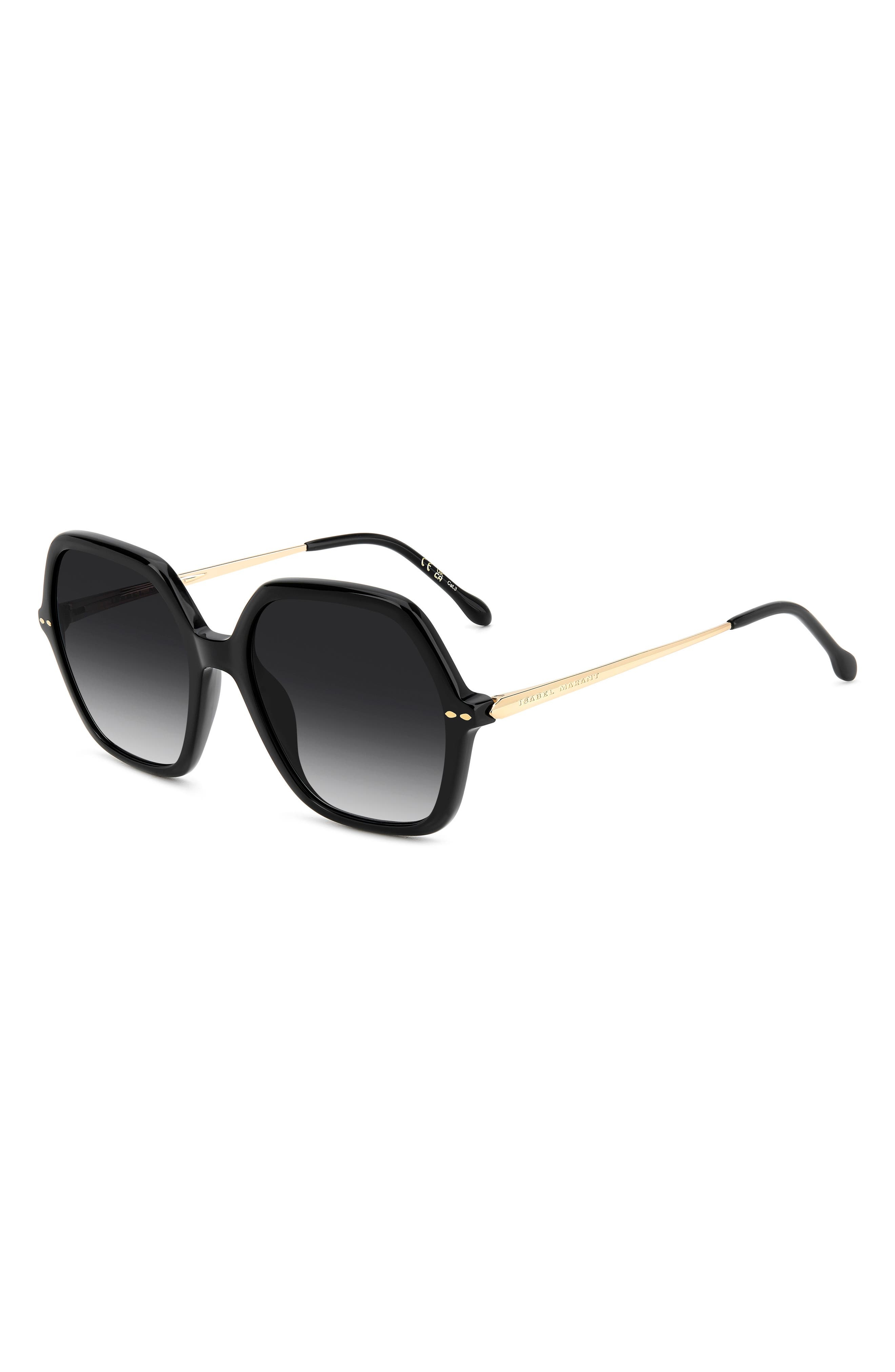 Isabel Marant 56mm Gradient Square Sunglasses in Black Gold/Dark Grey Sf at Nordstrom - 2