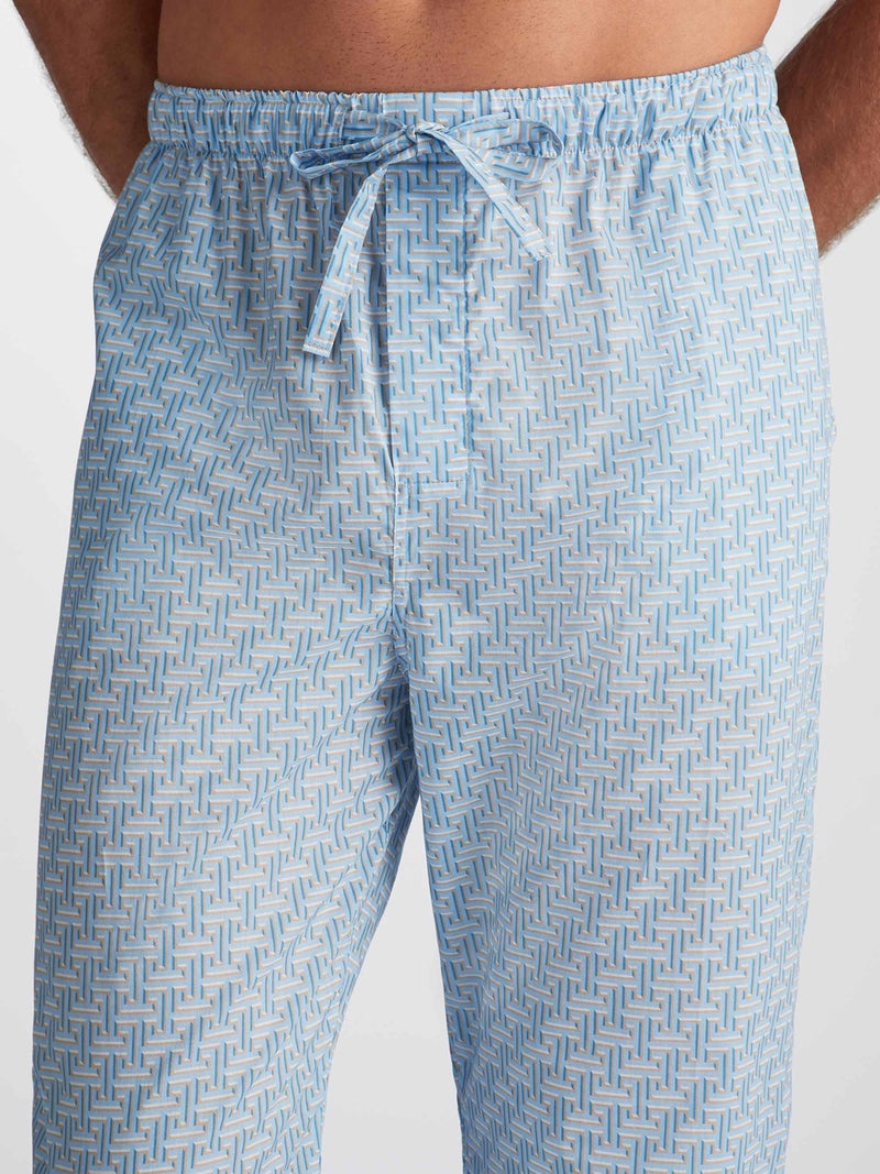 Men's Lounge Trousers Ledbury 72 Cotton Batiste Blue - 5