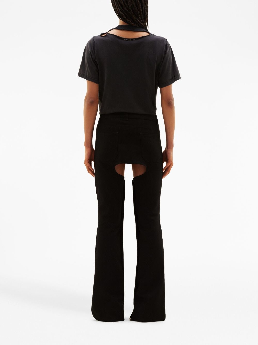cut-out flared denim trousers - 4