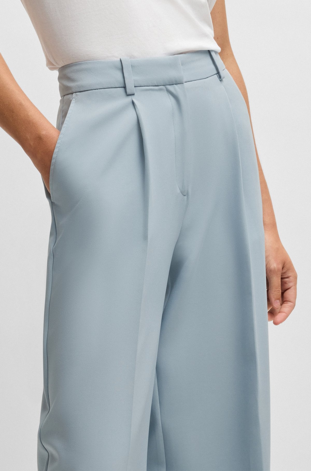 WIDE-LEG TROUSERS IN STRETCH FABRIC - 5