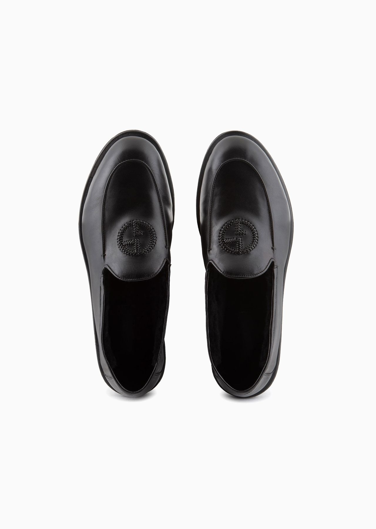 Nappa leather loafers with embroidered logo - 3