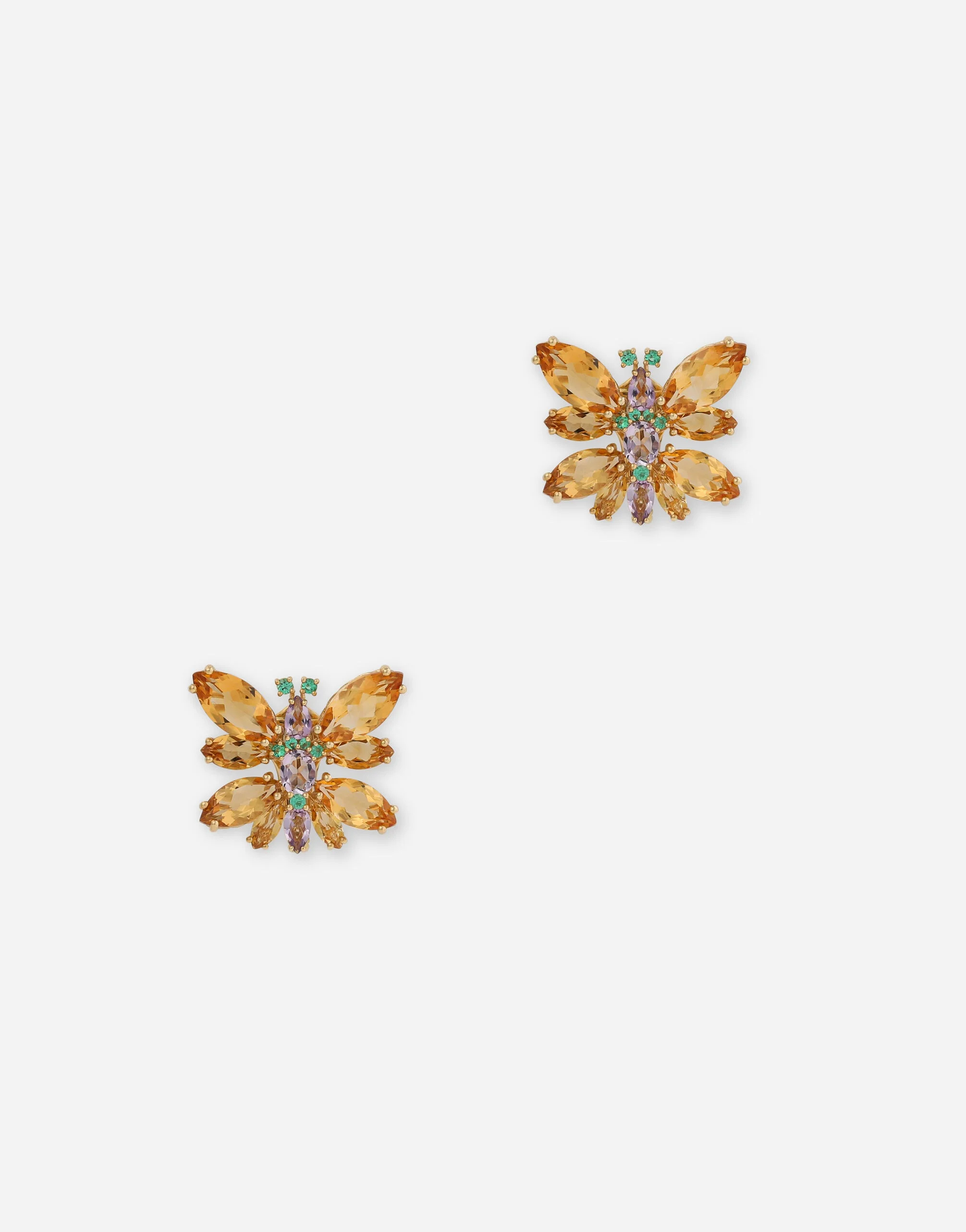 Spring earrings in yellow 18kt gold with citrine butterflies - 1