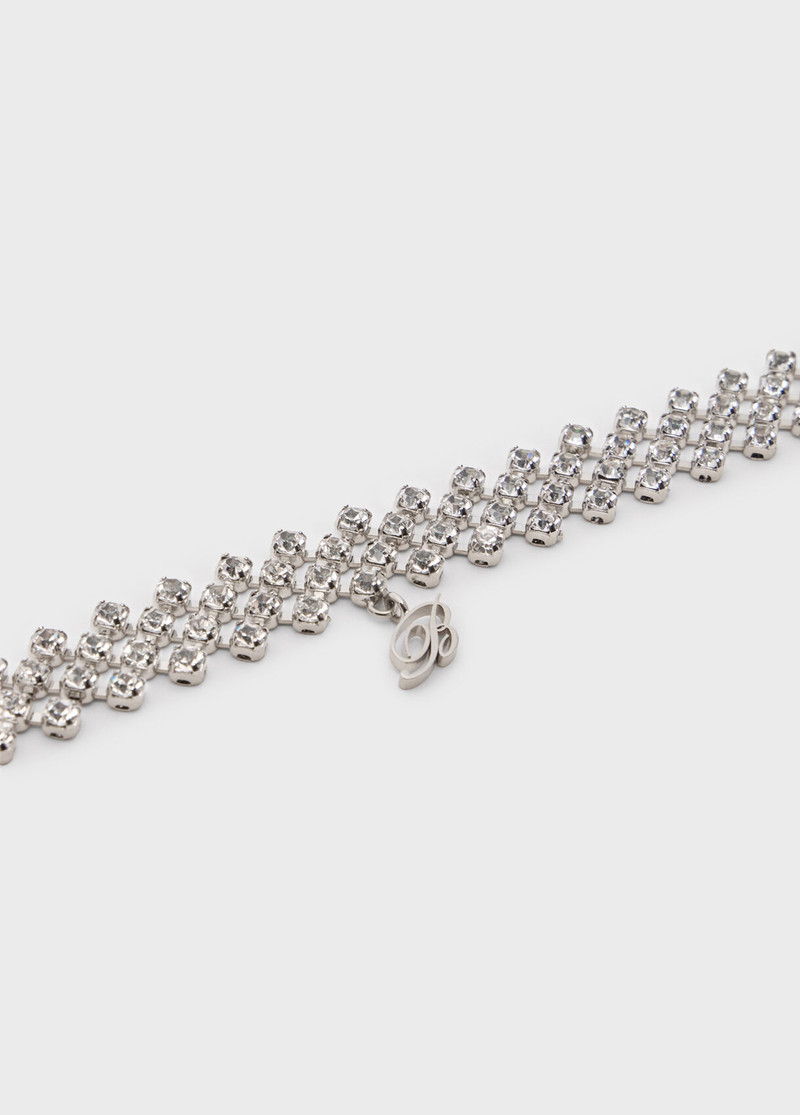 METAL CHOKER WITH STONES AND MONOGRAM PENDANT 4