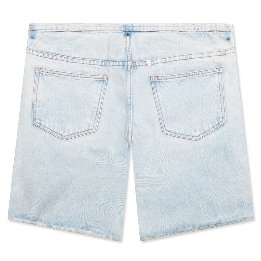 CUTTED BELT LOW RISE DENIM SHORTS - PALE BLUE - 2