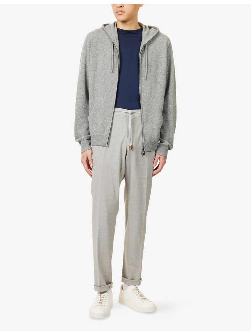 CORNELIANI Ribbed-Trims Relaxed-Fit Cashmere Hoodie outlook