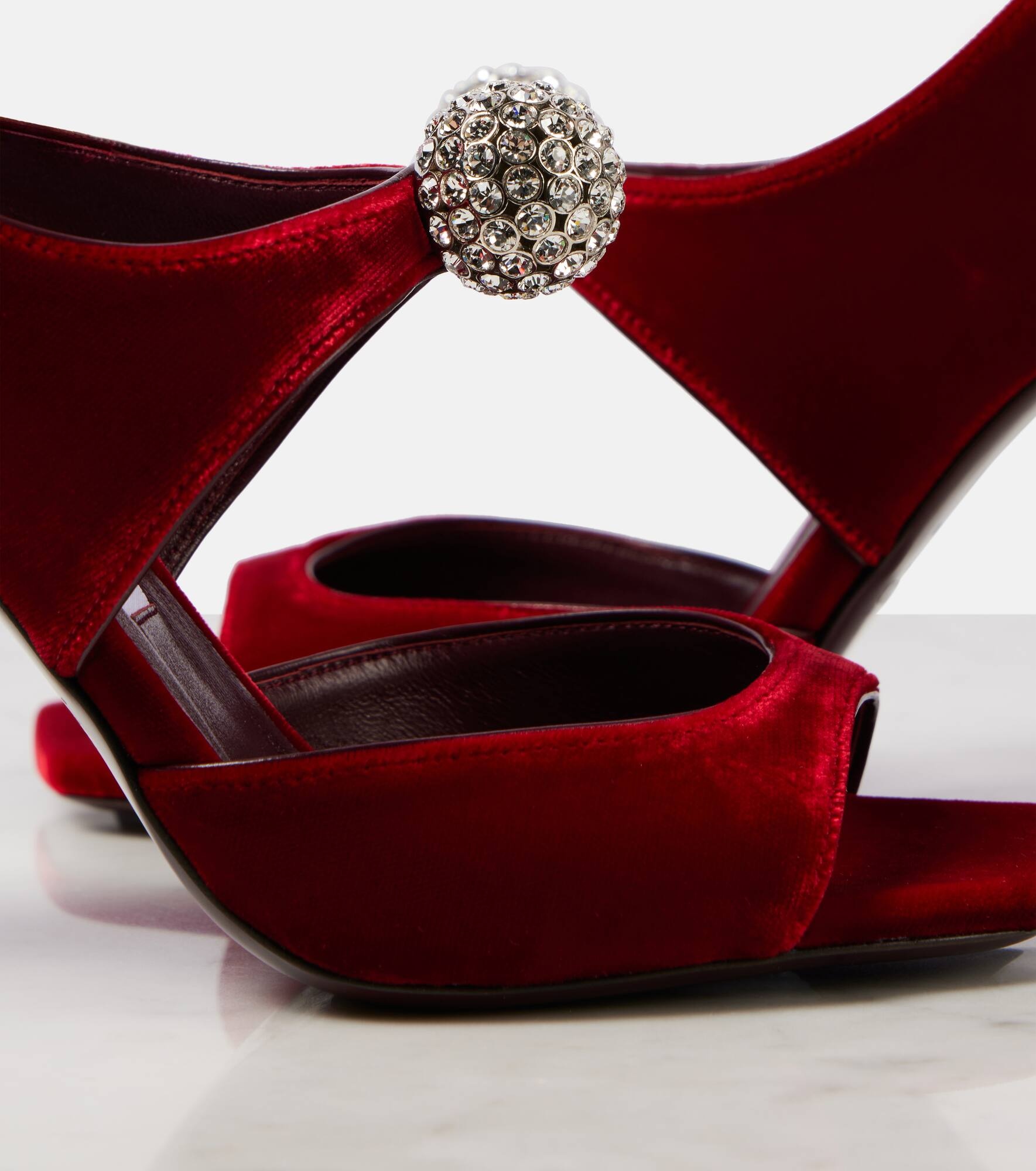 Orb 95 embellished velvet sandals - 5