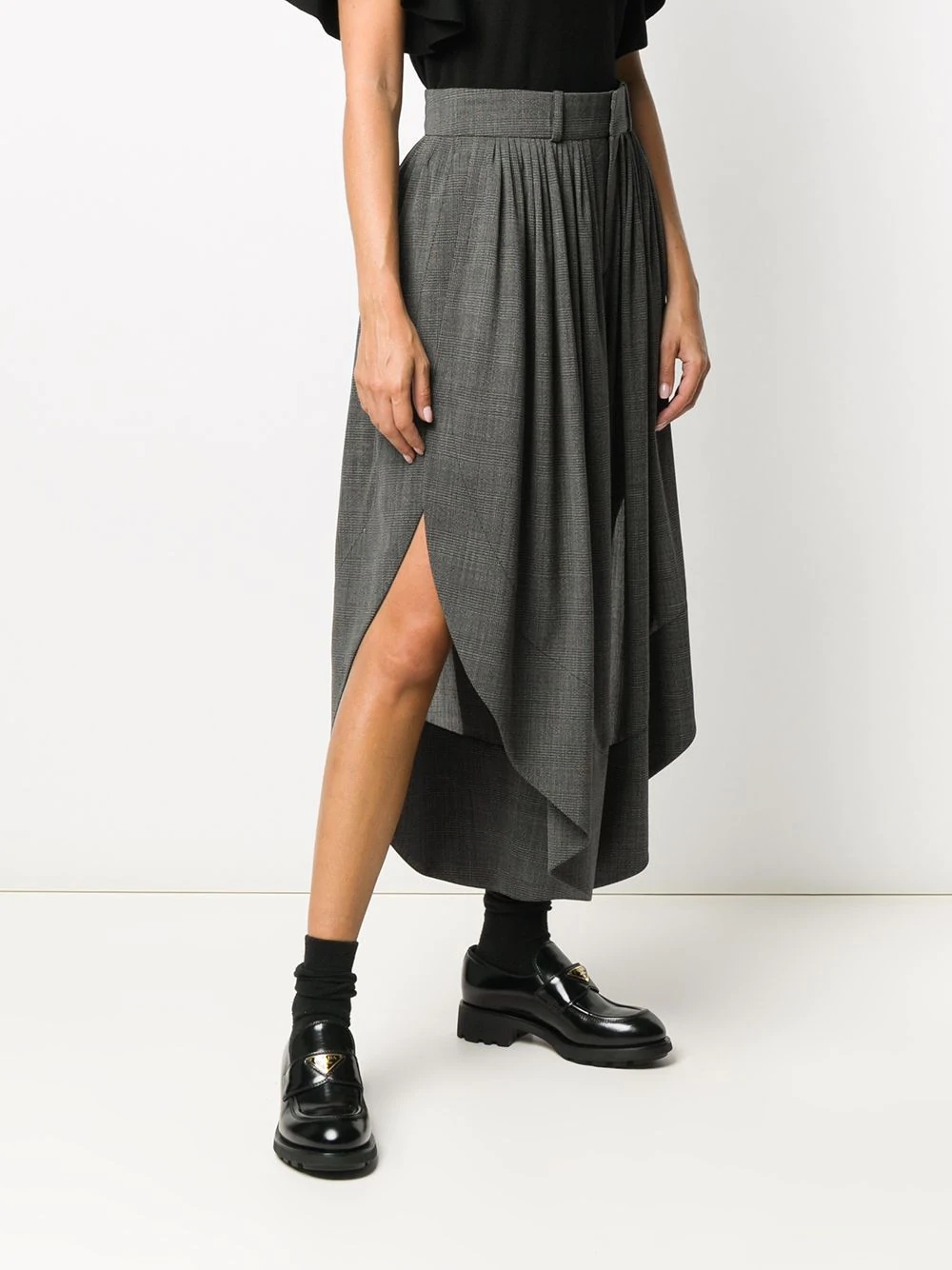 Prince of Wales check twill midi skirt - 3