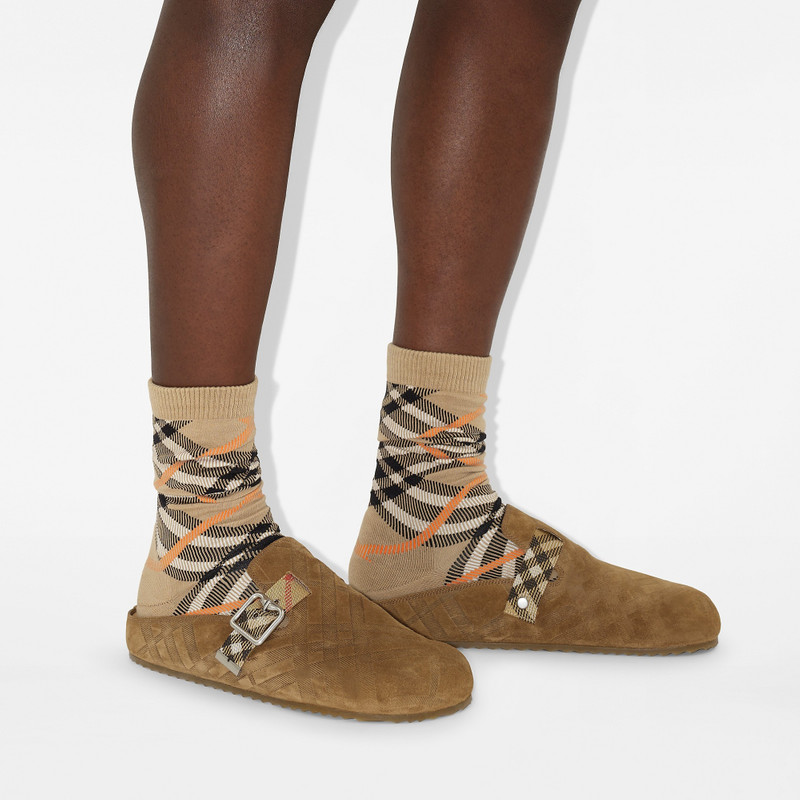 Burberry Check Suede Urchin Clogs outlook