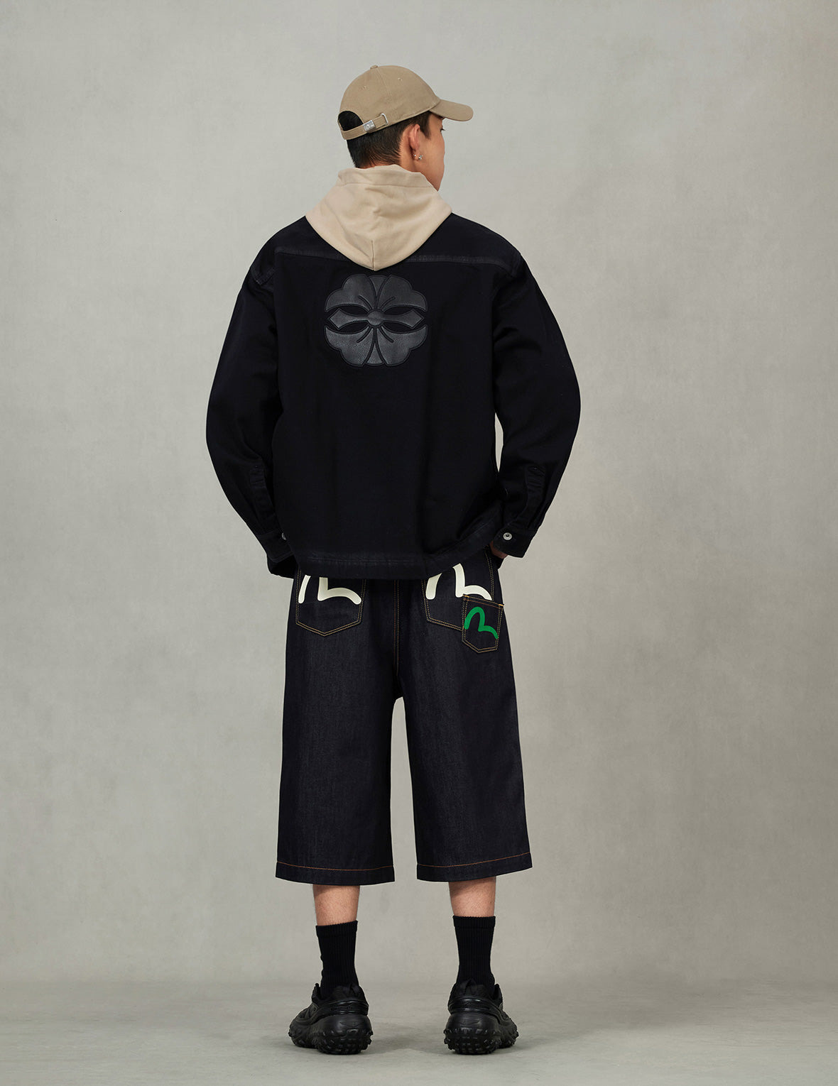 Kamon and Seagull Appliqué Regular Fit Denim Jacket Shirt - 6
