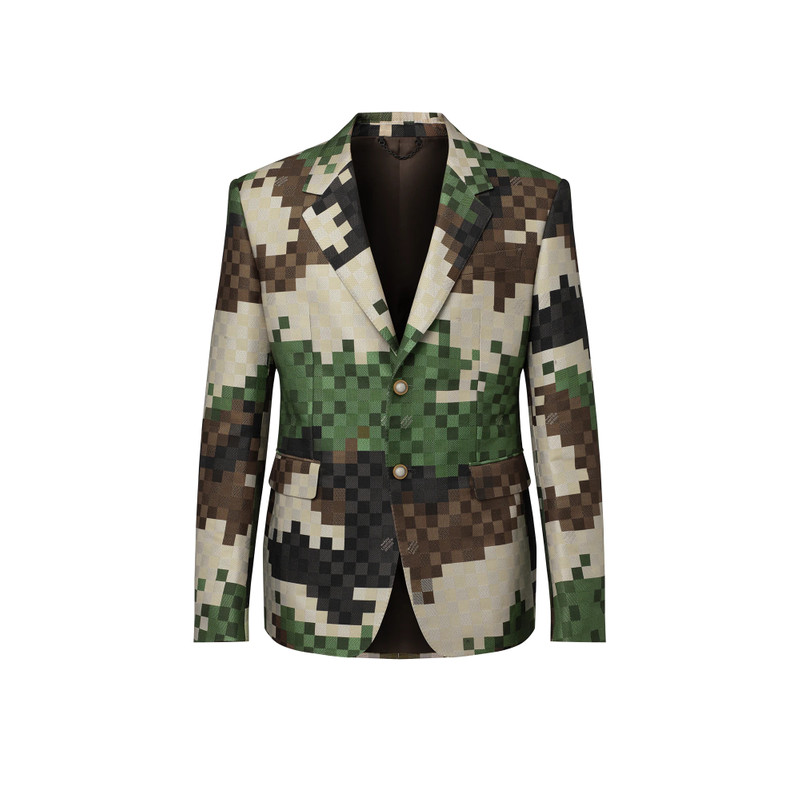 Single-Breasted Tailored Damier Jacket - 1