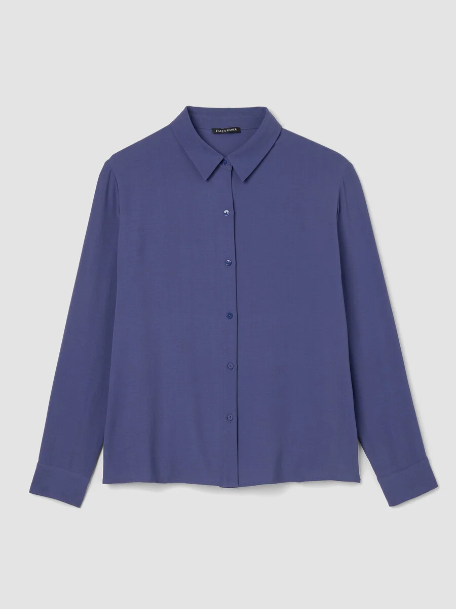 Silk Georgette Crepe Classic Collar Shirt - 1