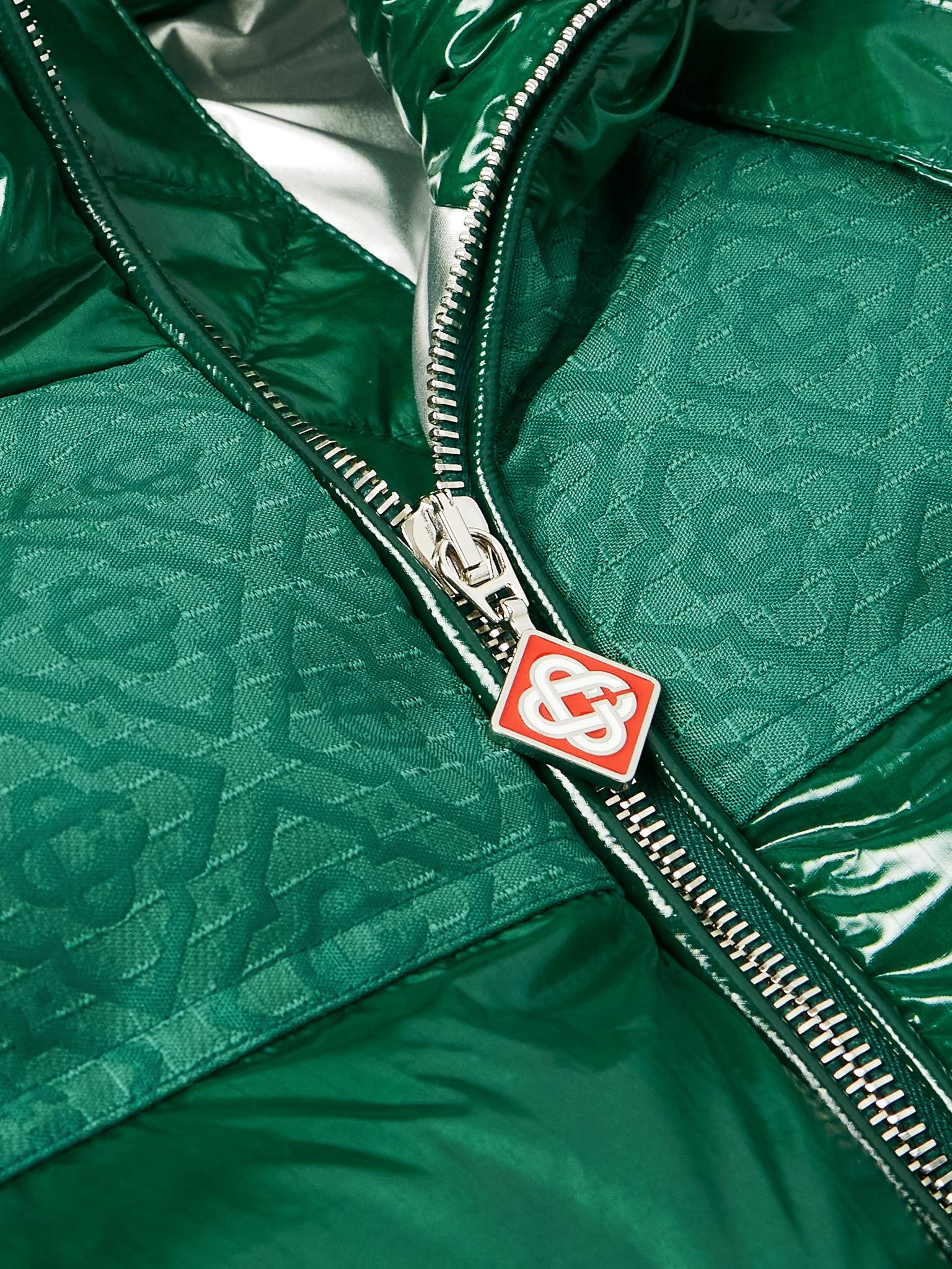 Logo-Jacquard Canvas-Trimmed Quilted Nylon-Ripstop Hooded Down Jacket Green - 4