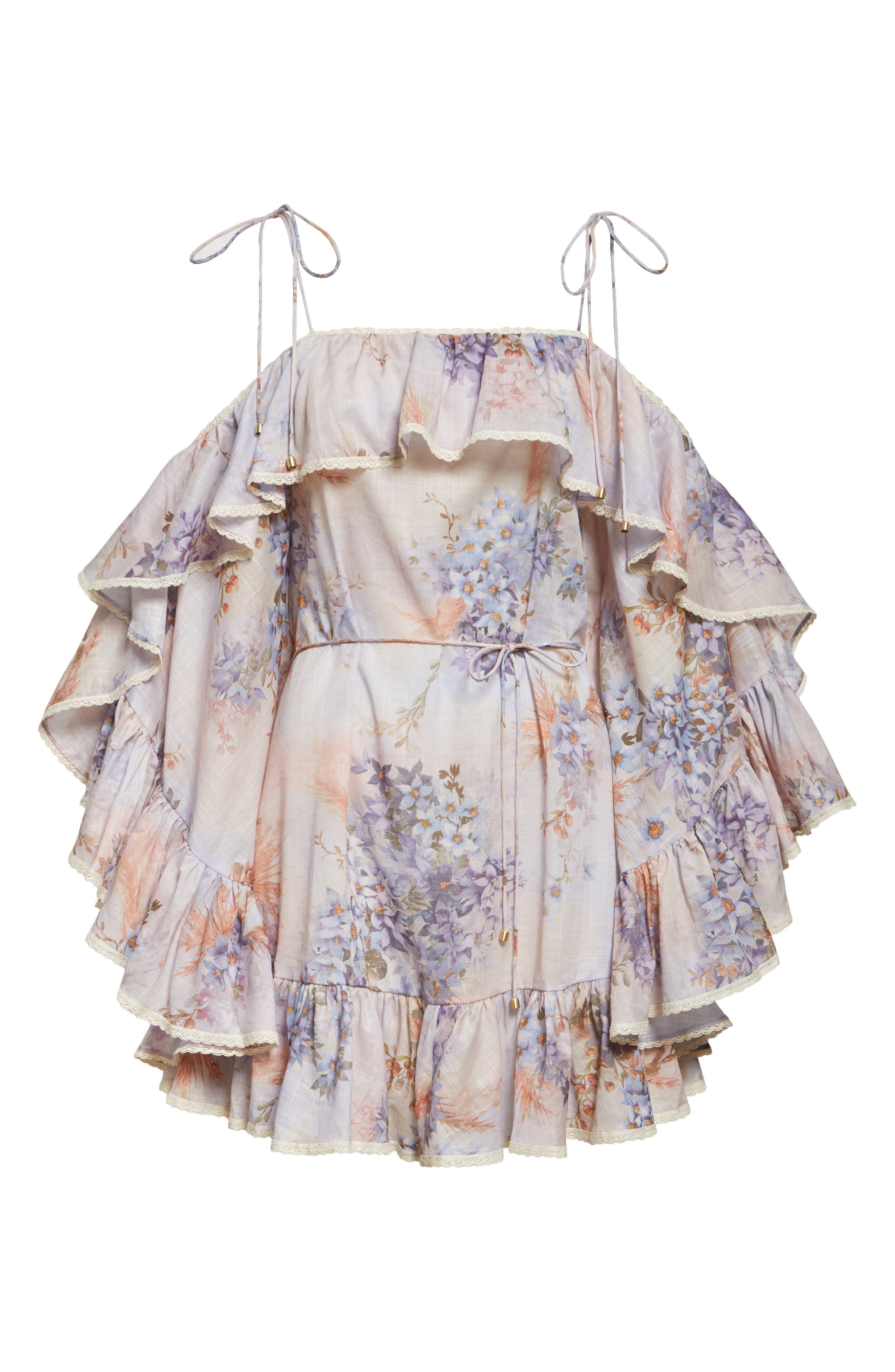 Zimmermann Cascadian Floral Print Ruffle Minidress in Lilac Botanical Floral at Nordstrom - 5
